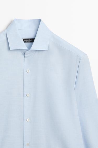 Regular fit cotton blend shirt — Sky blue 9