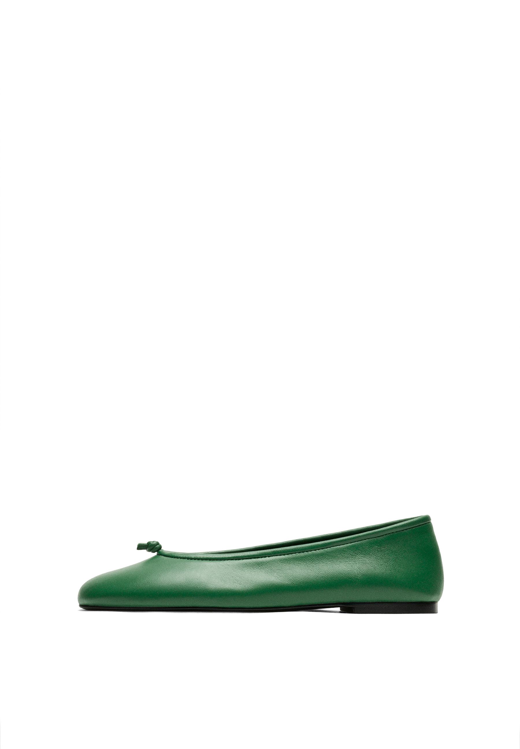 Leather knot ballet flat — GREEN