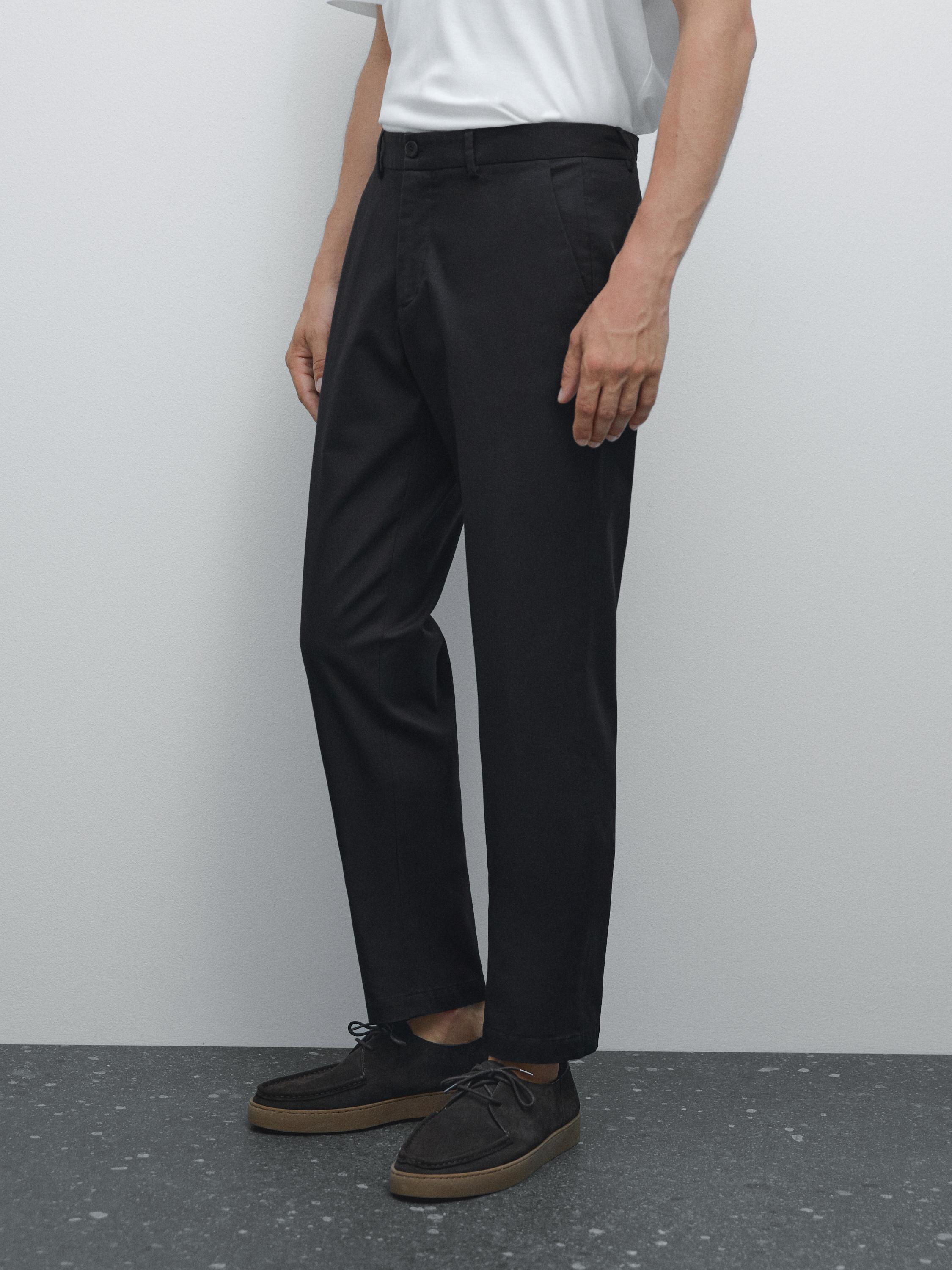 Slim fit textured trousers
