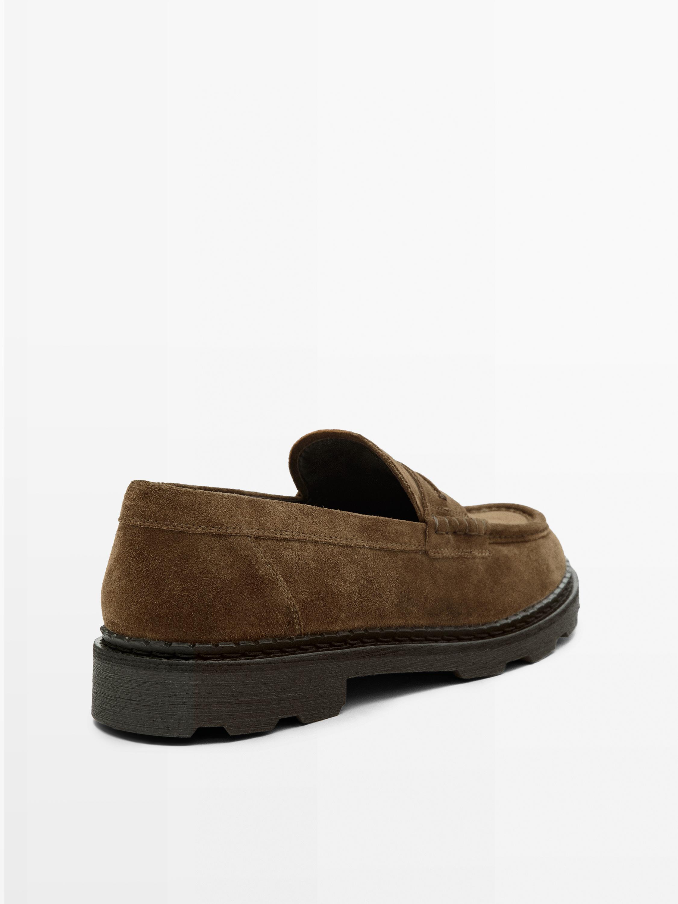 Leather track-sole loafers with penny strap — BROWN