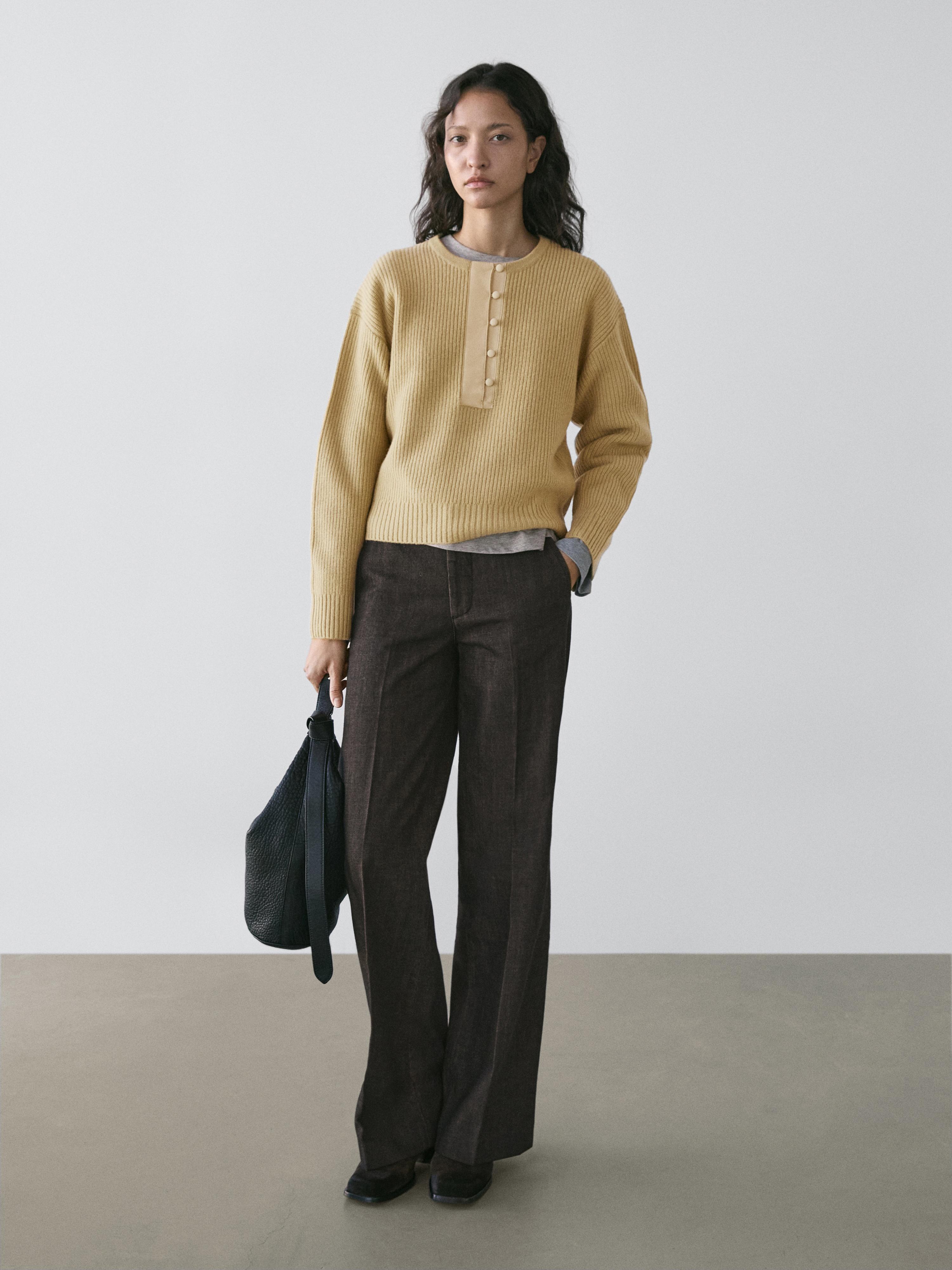Wool blend knit sweater — MUSTARD YELLOW