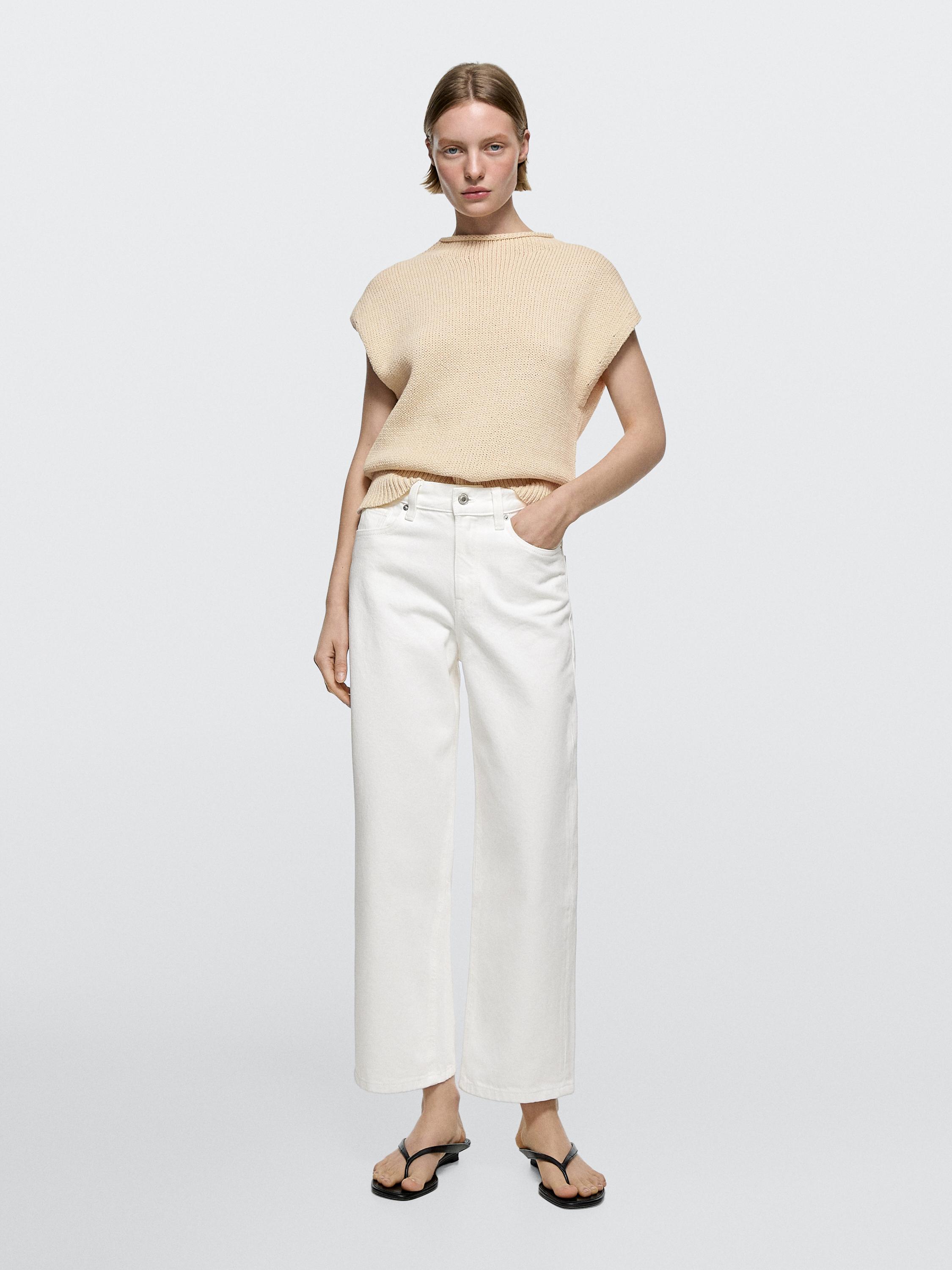 Mid-rise cropped wide-leg jeans — Off white