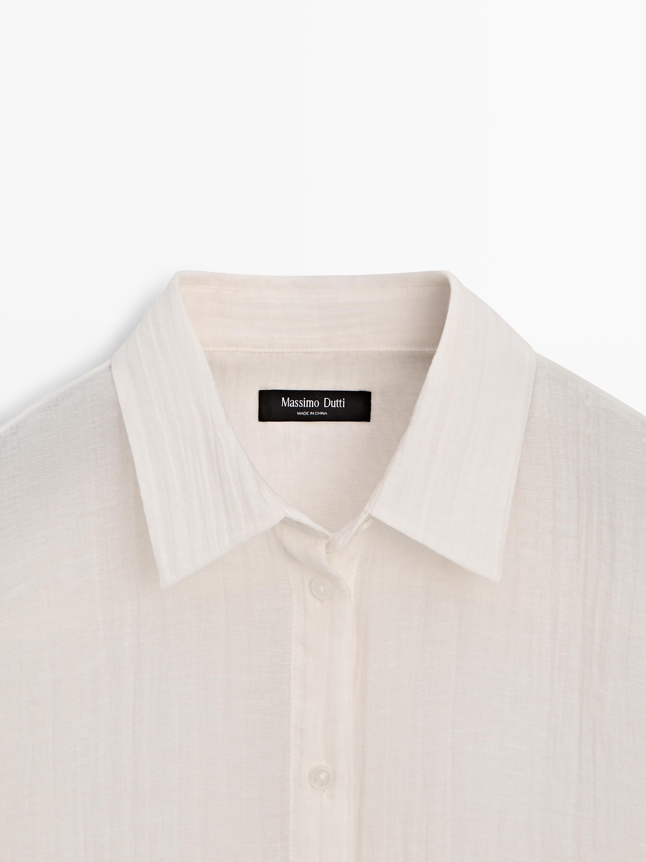 Flowing shirt with pleated detail — IVORY