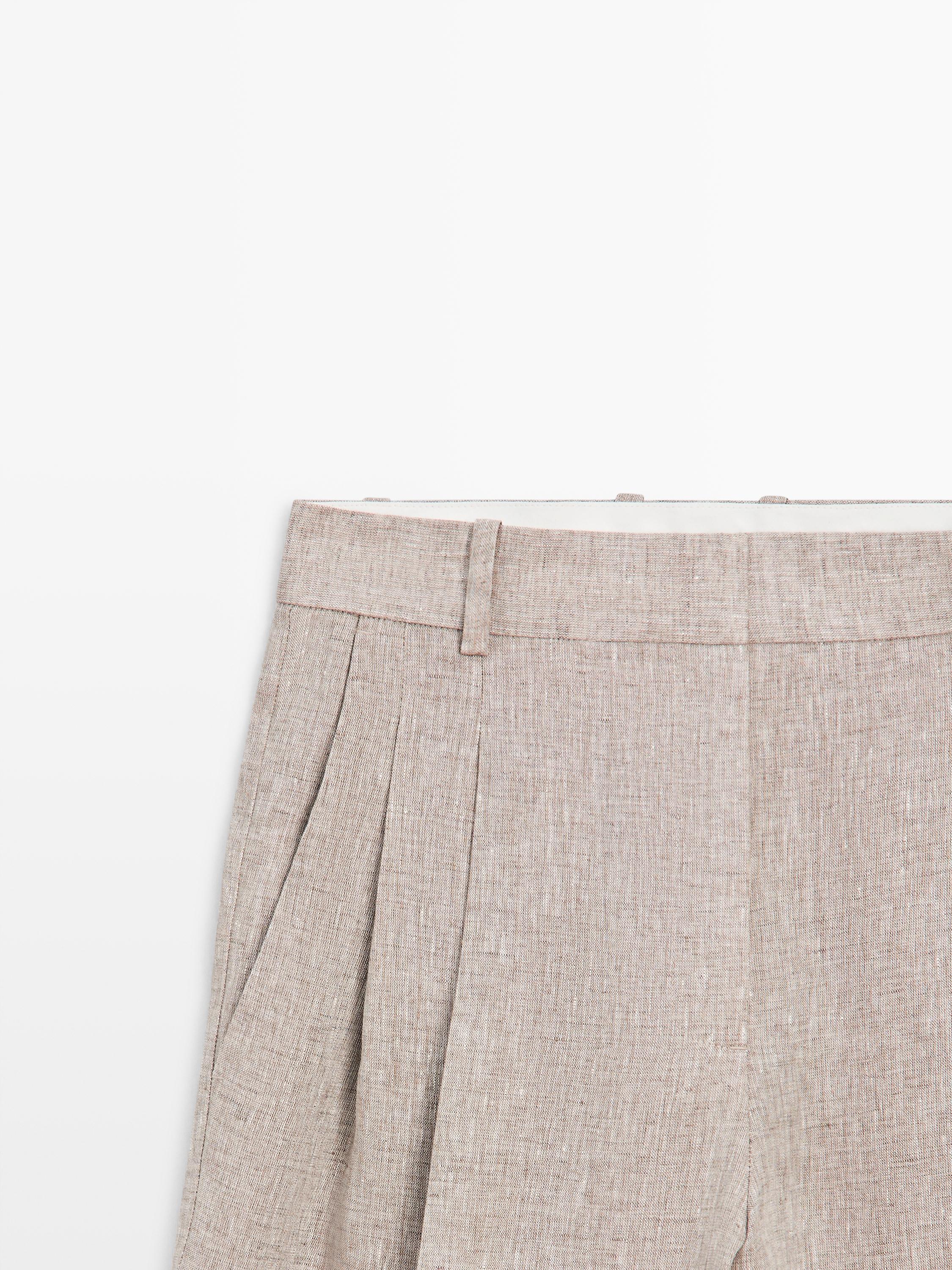 Linen suit trousers — BEIGE