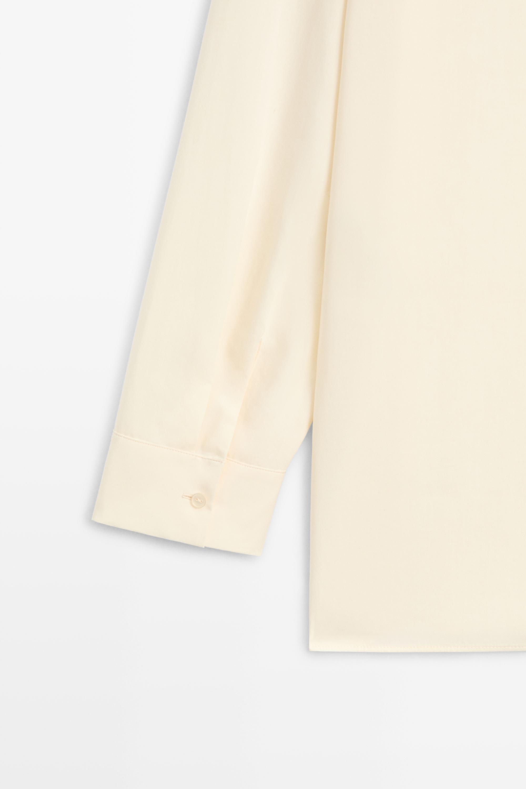 Flowing stand collar shirt — CREAM