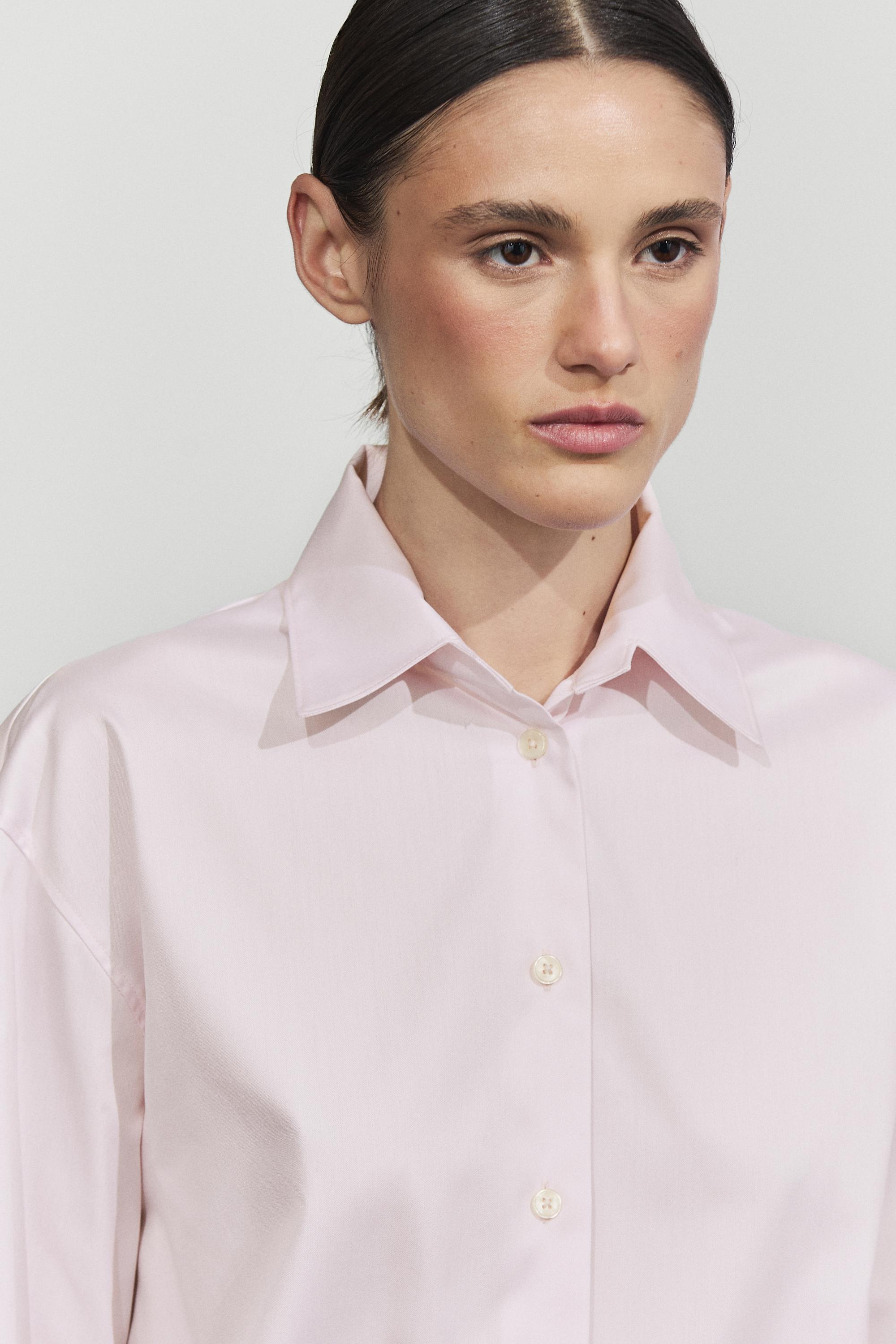 Massimo Dutti Uzun %100 pamuklu poplin süet gömlek görsel 5