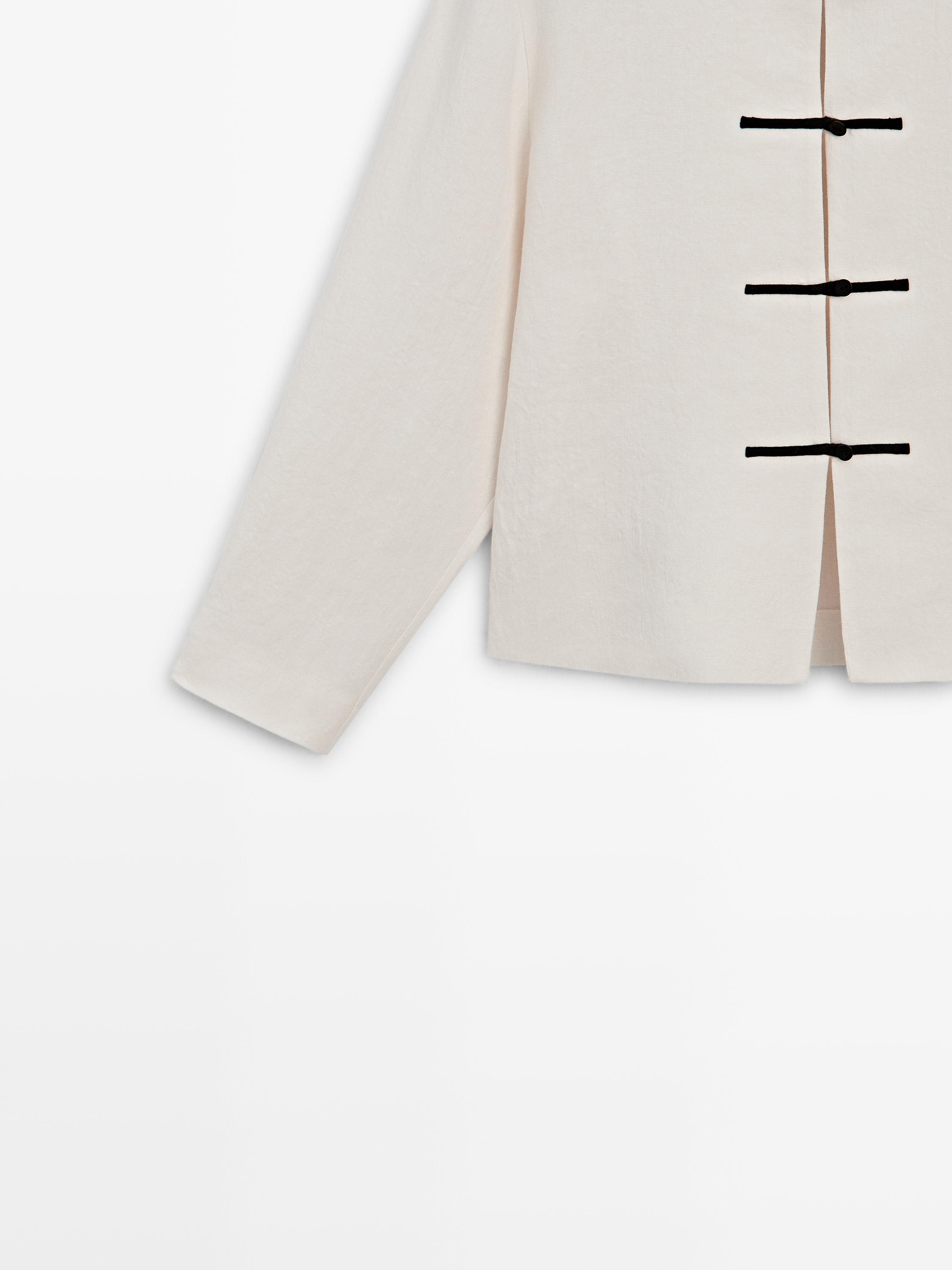 Linen overshirt with button details
