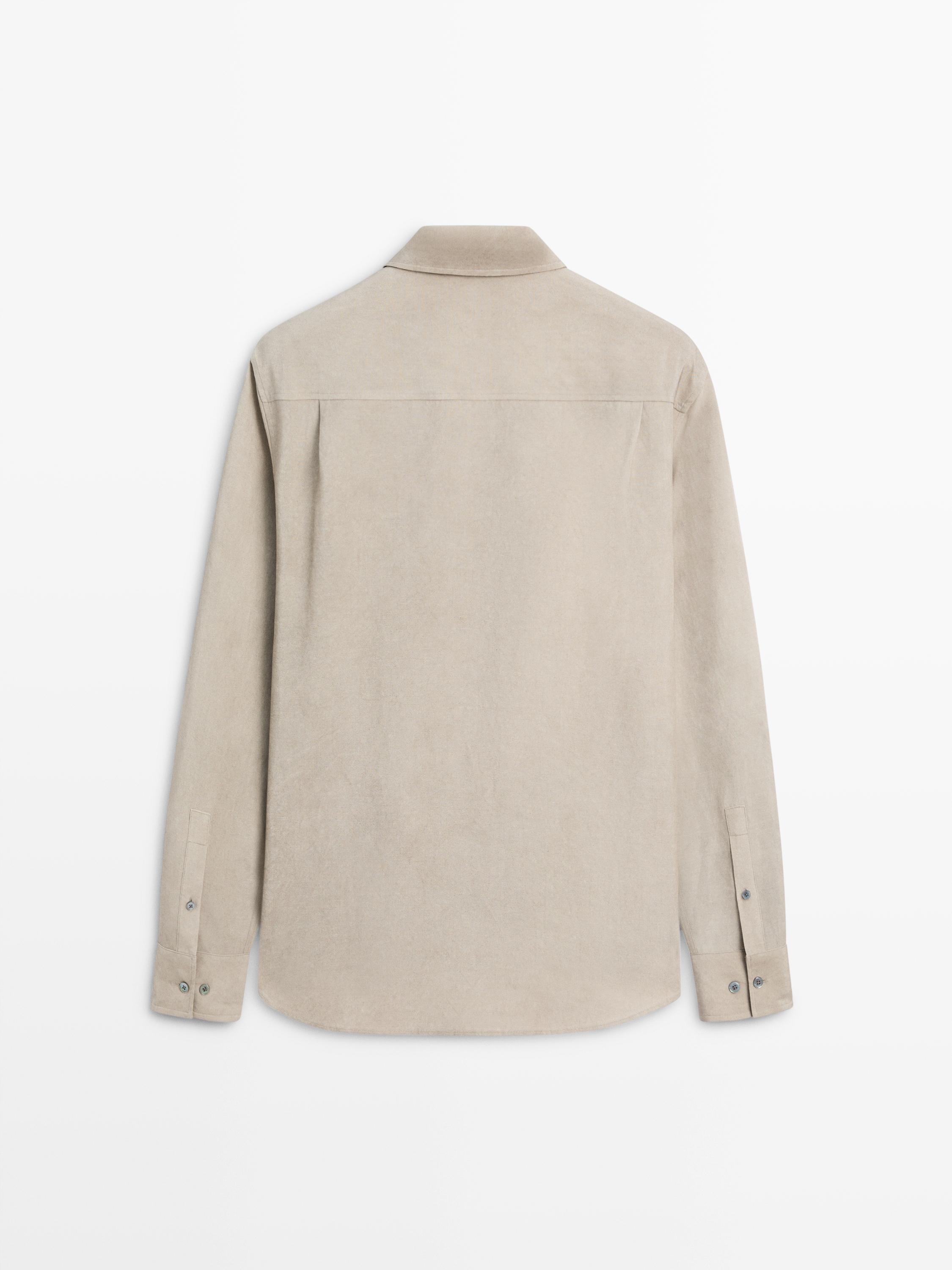 Flowing shirt with pocket — BEIGE