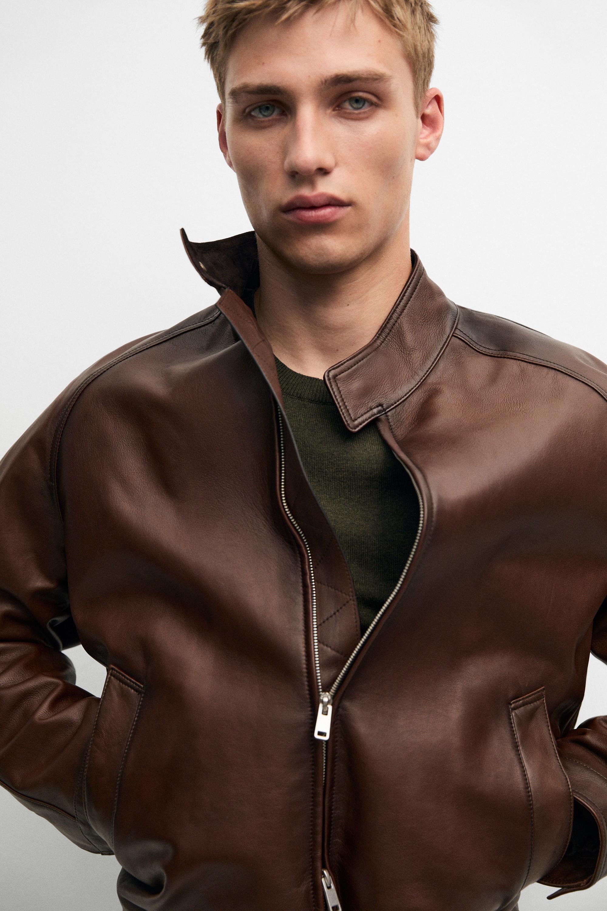 Nappa leather high-neck jacket — LEATHER