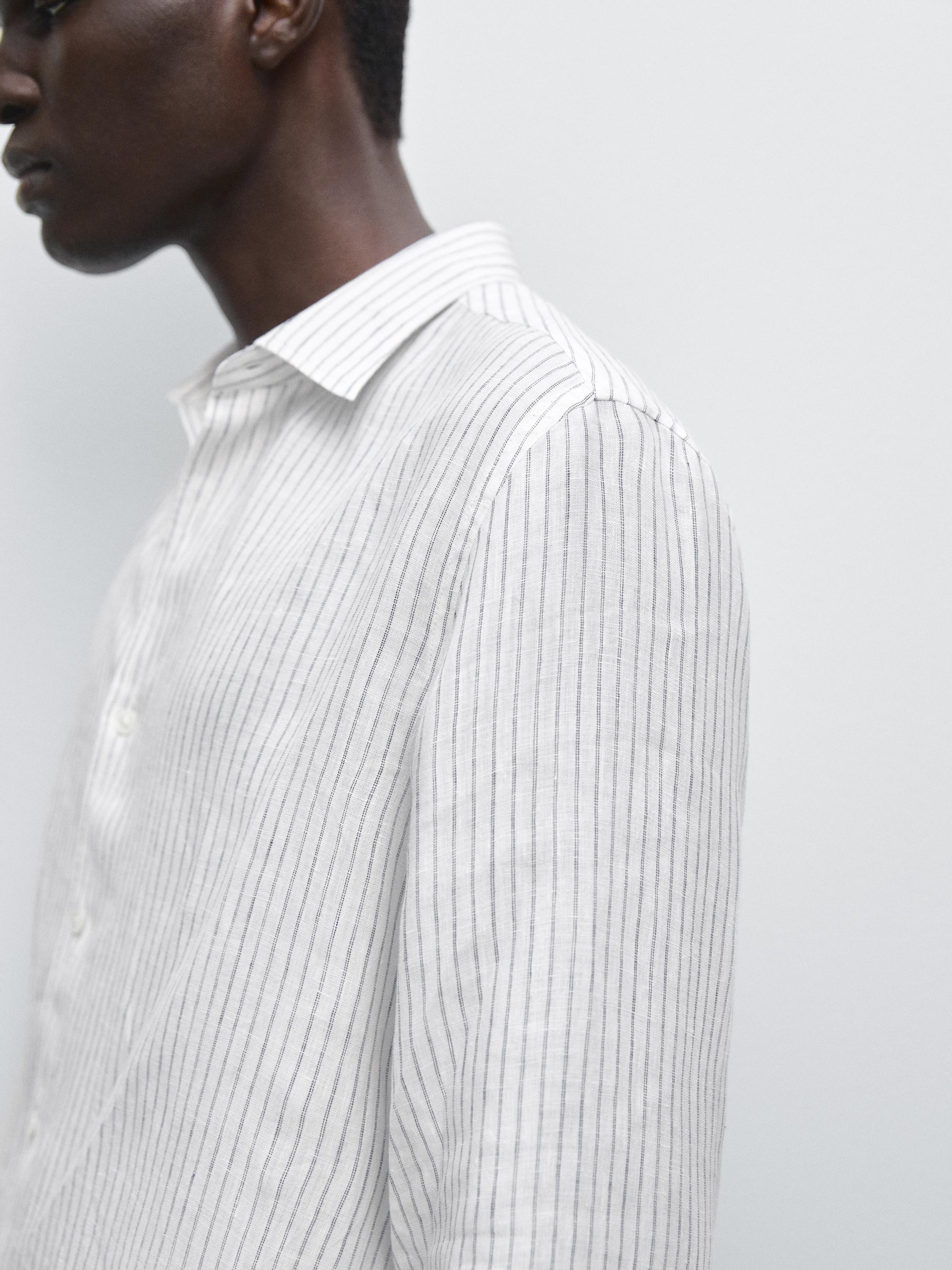 Striped slim fit linen shirt