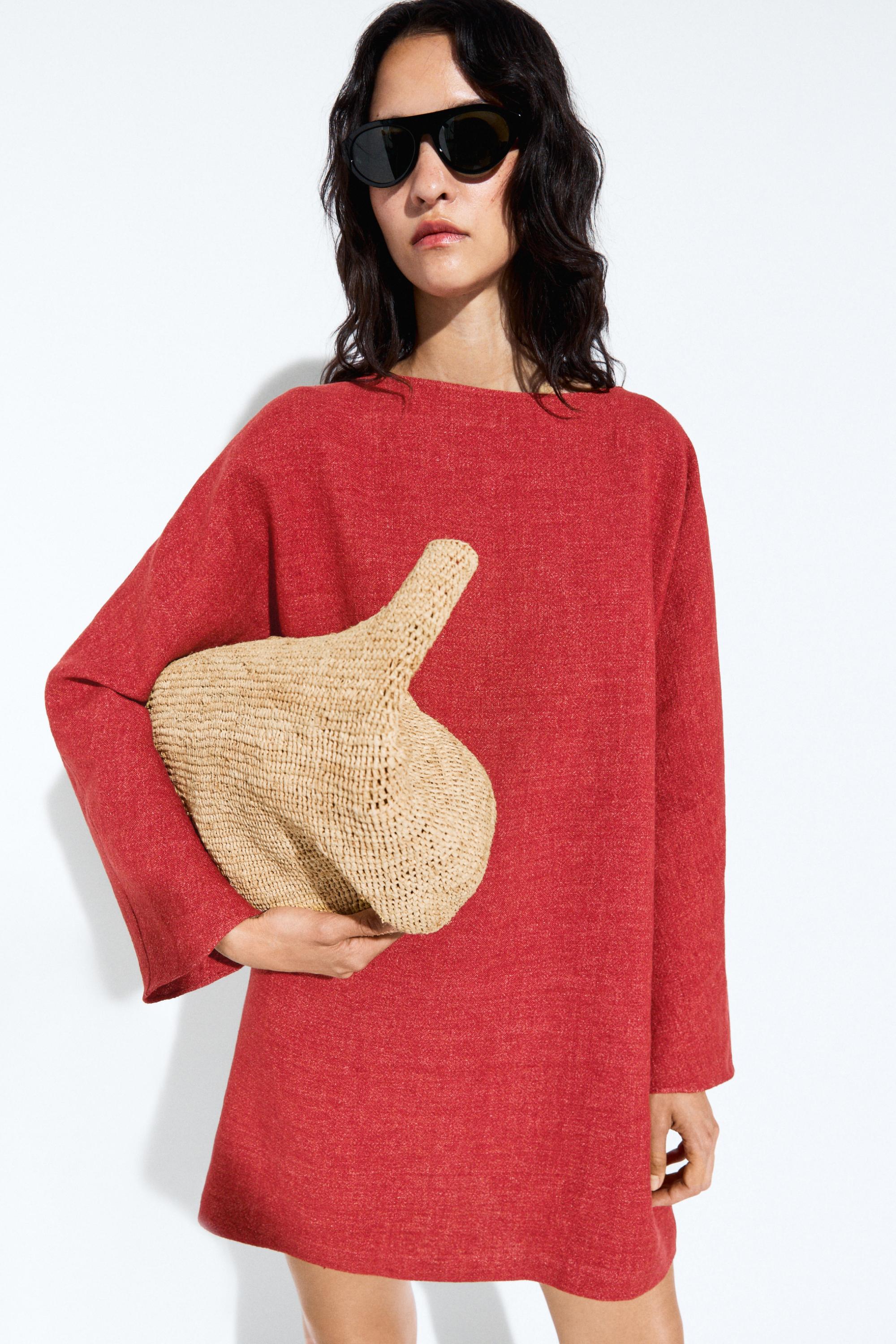 Long sleeve mini dress — Red
