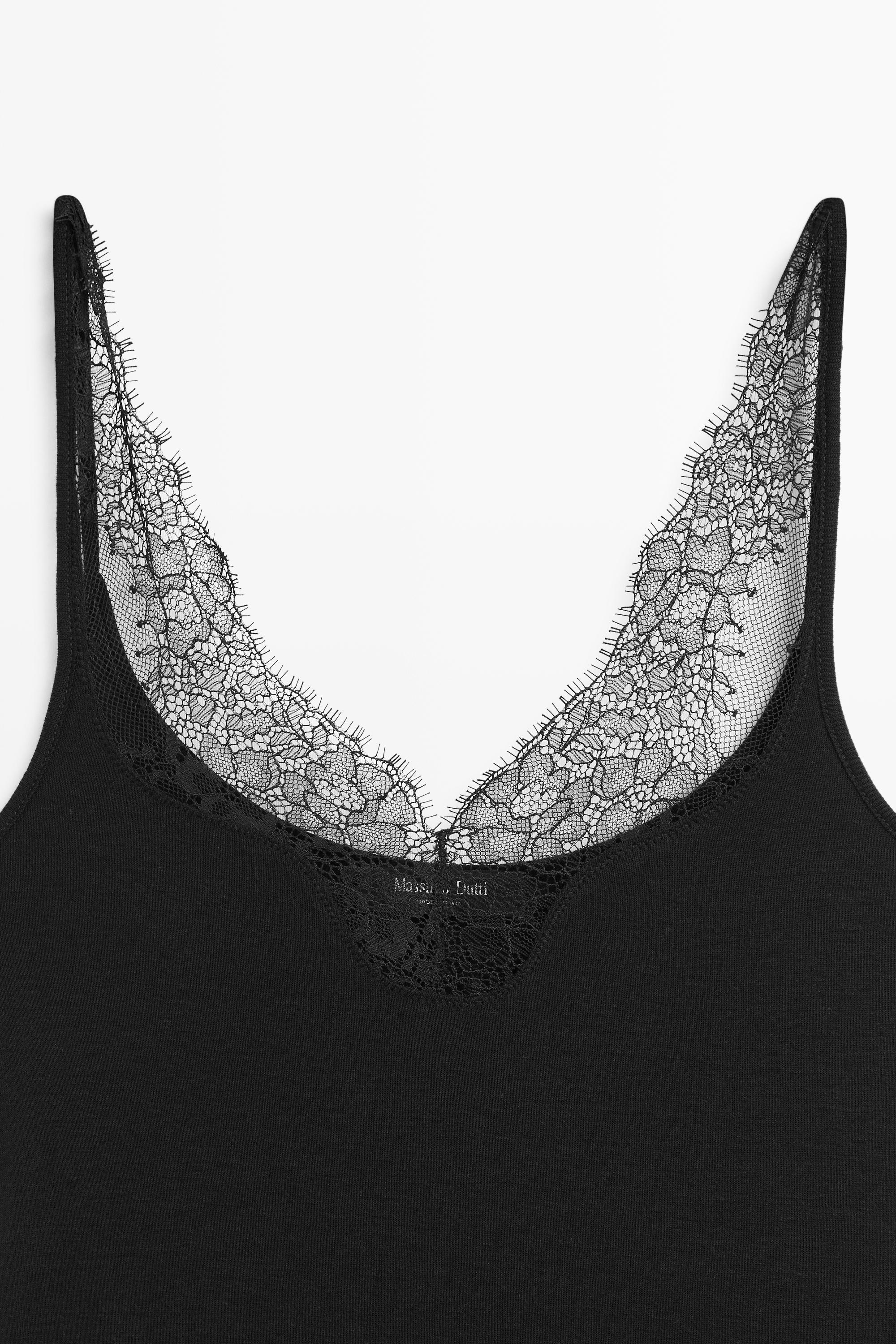 Strappy lace-trimmed camisole top