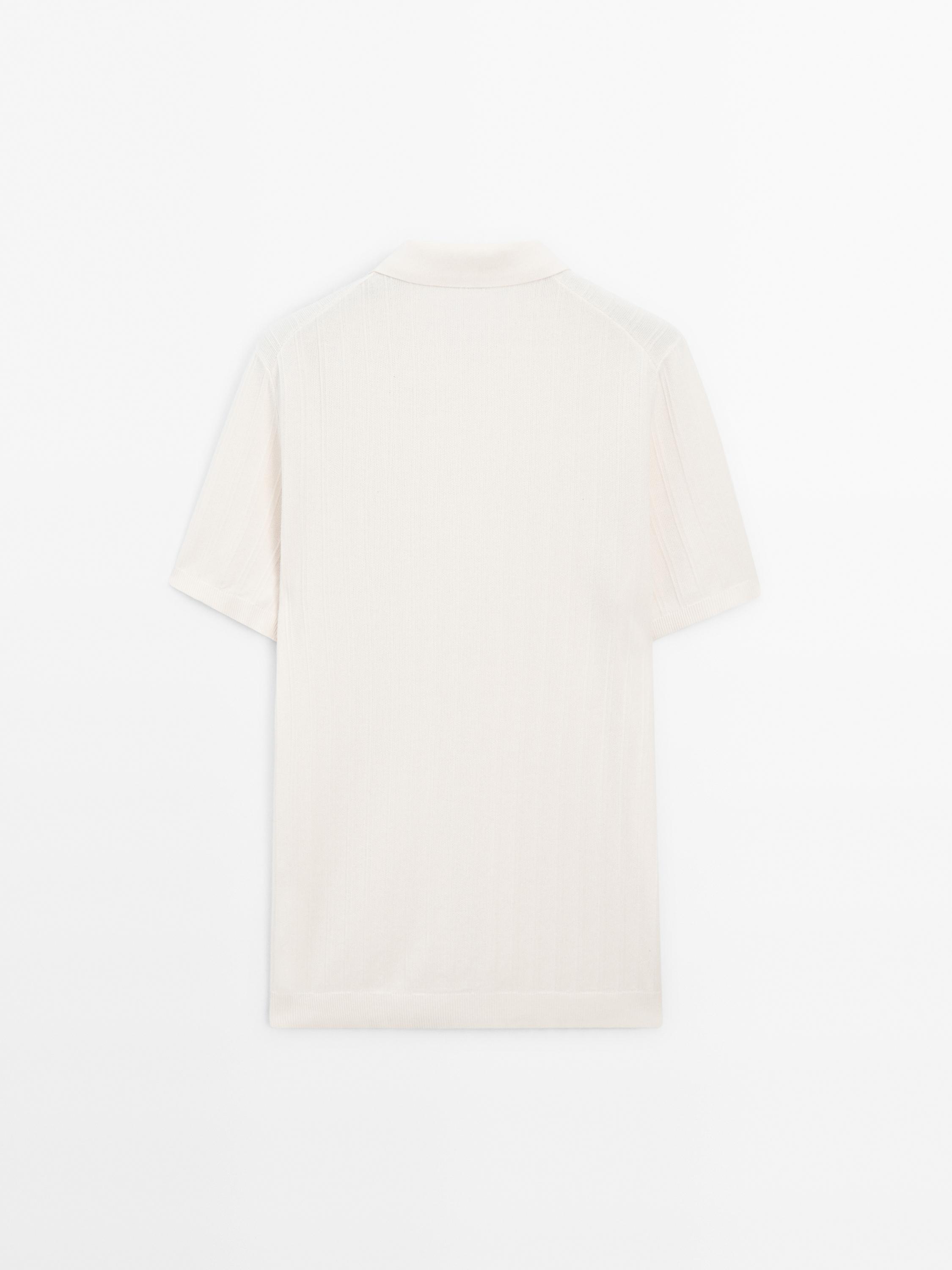 100% cotton textured knit polo shirt