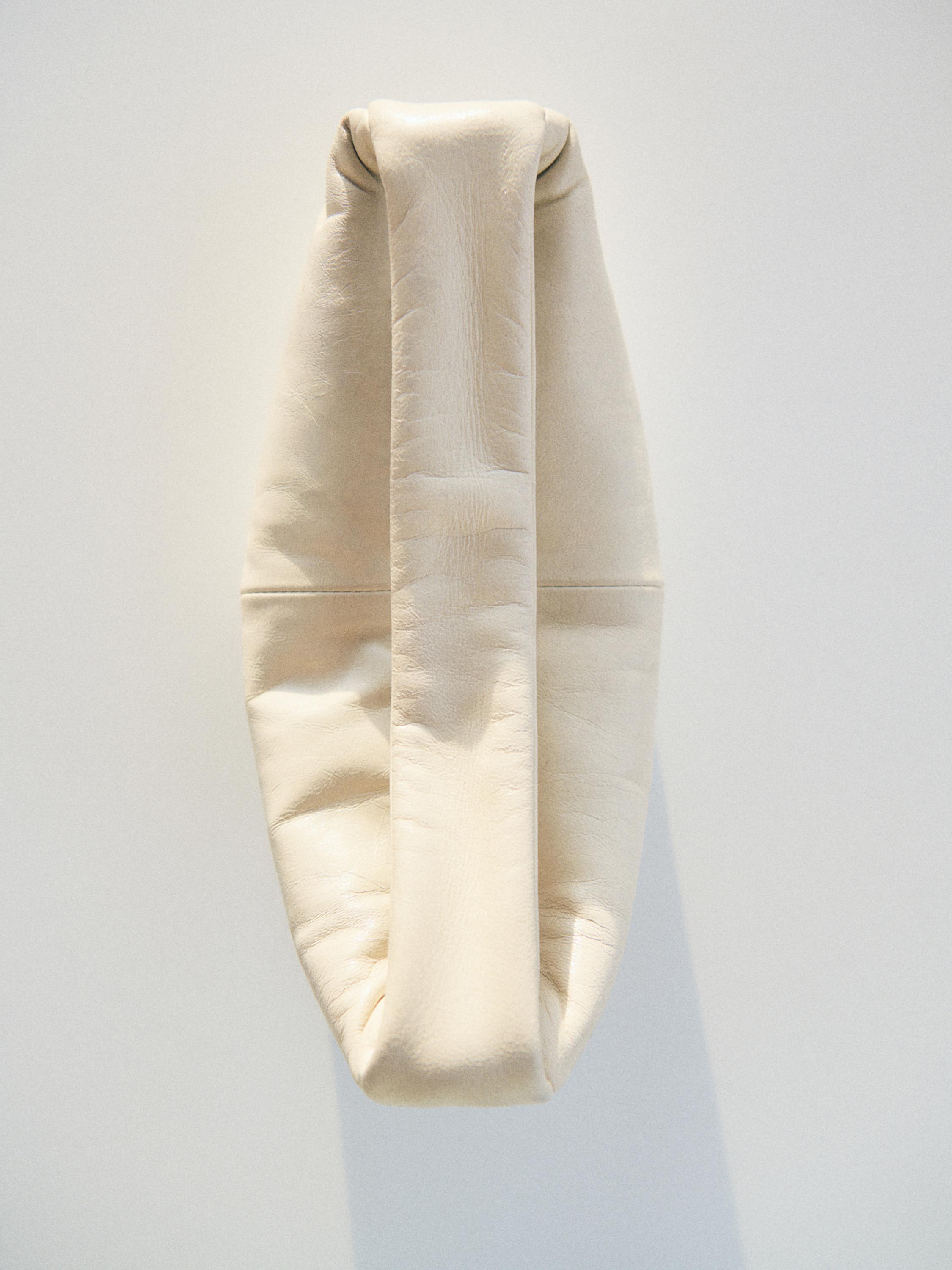 Mini nappa leather half-moon bag — WHITE