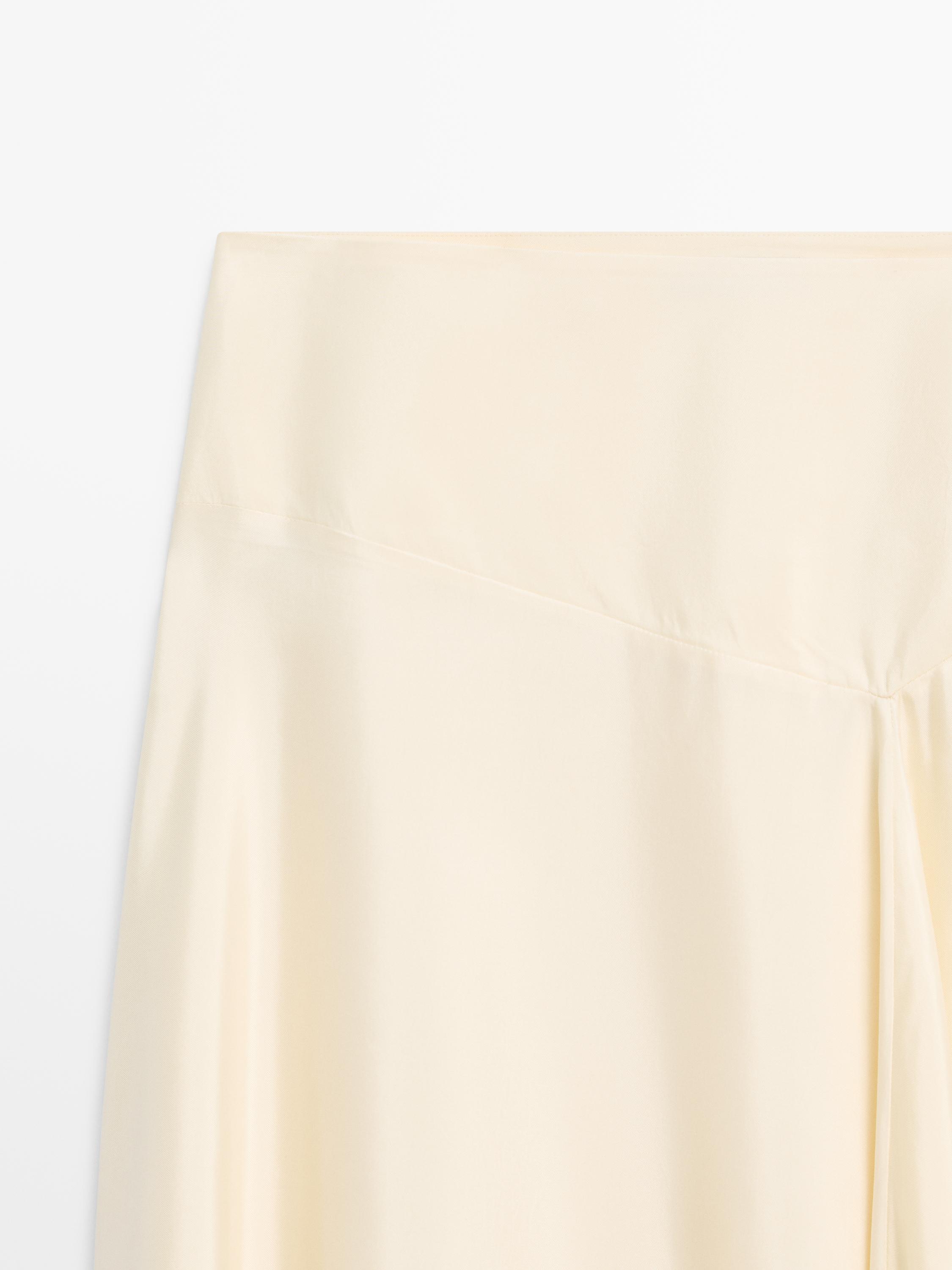 Asymmetric camisole skirt with lace trim — Vanilla