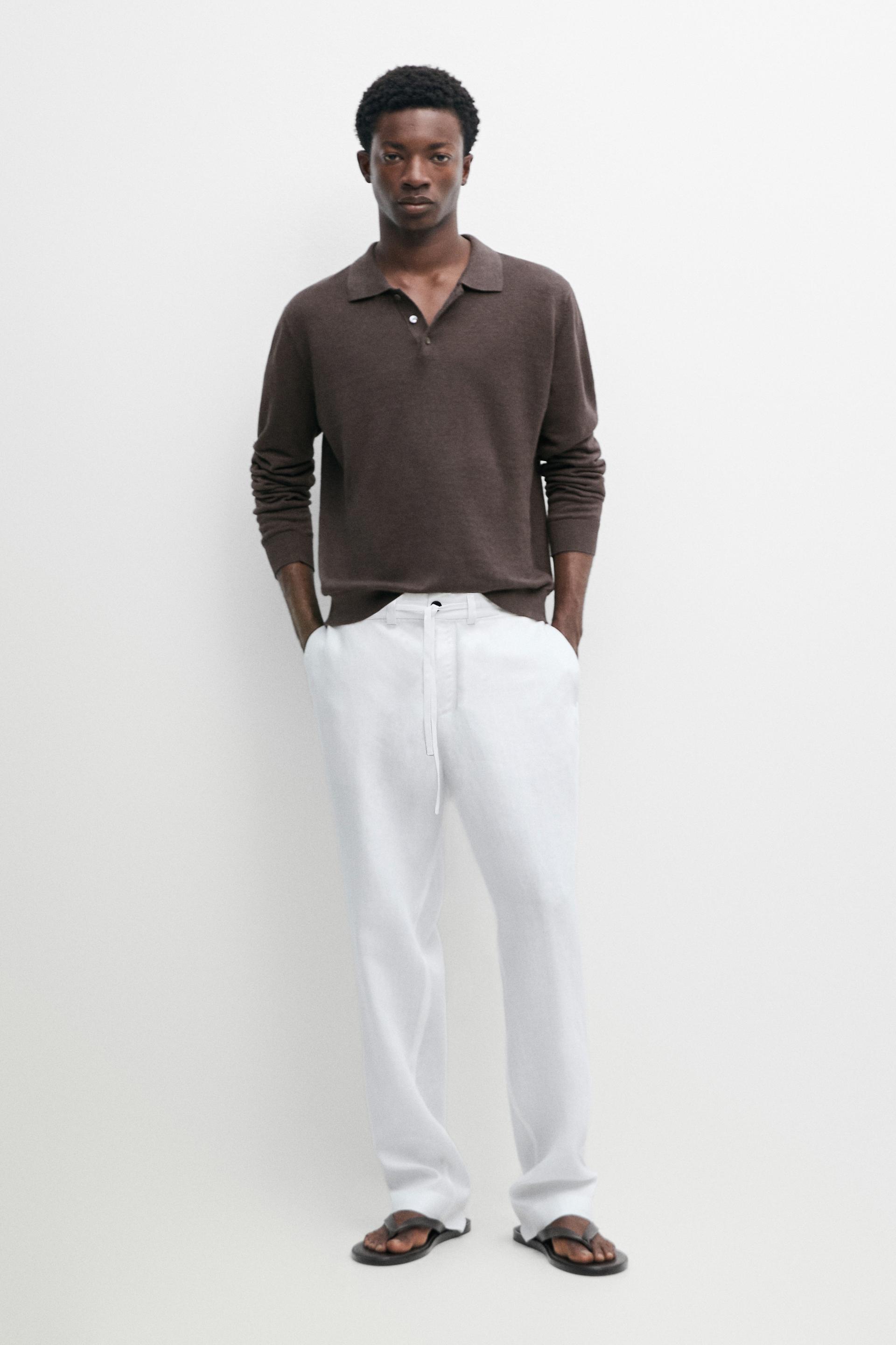 Pantalon À Taille Élastique 100 % Lin - Blanc - Xl - Massimo Dutti - Homme