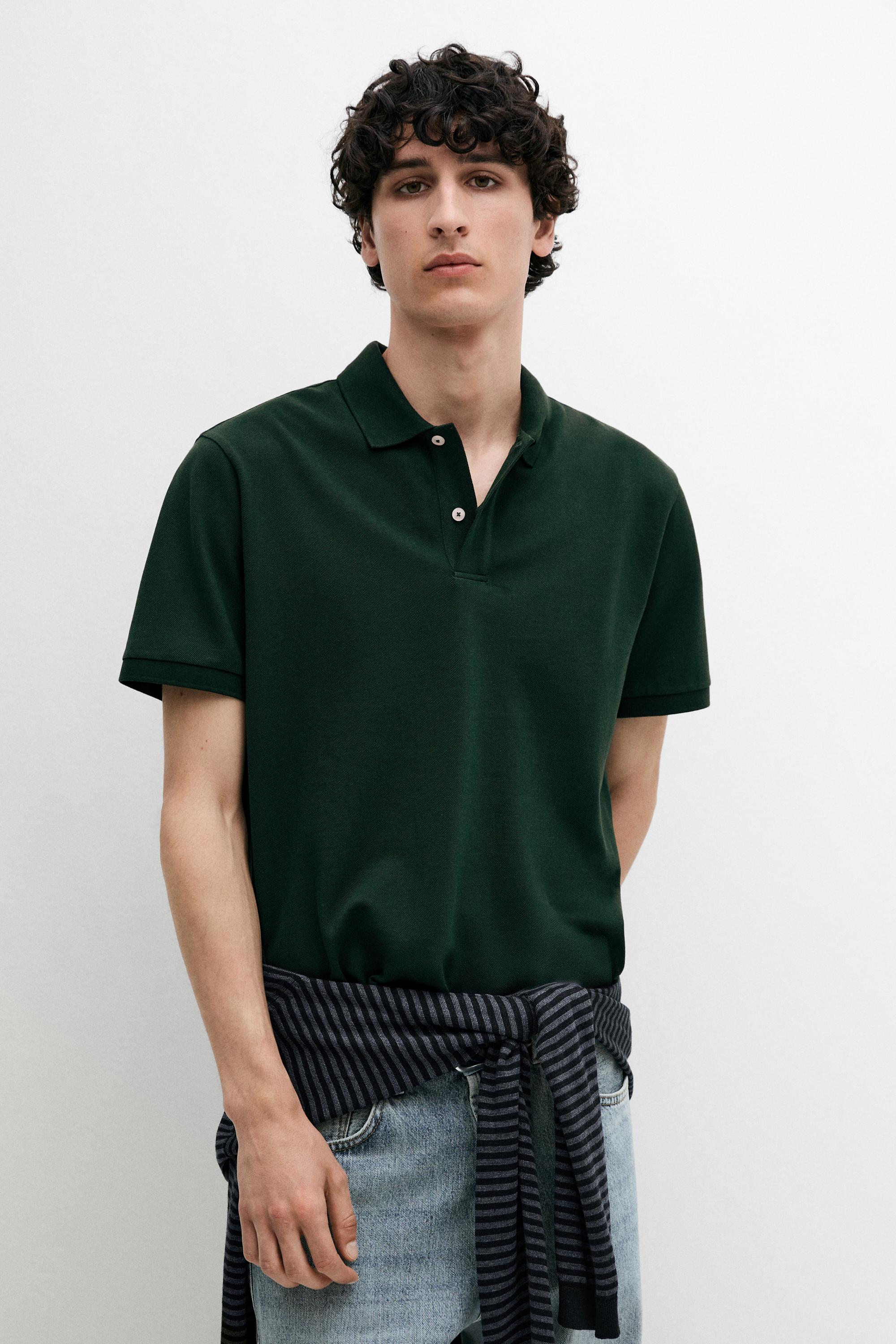 Micro-textured cotton piqué polo shirt — BOTTLE