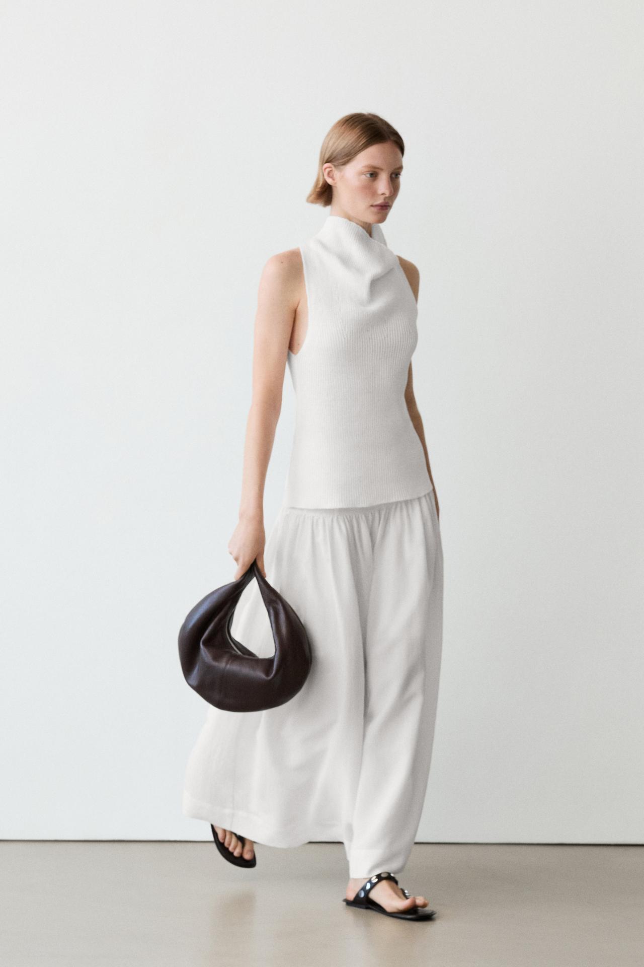 Midi skirt with yoke detail — WHITE