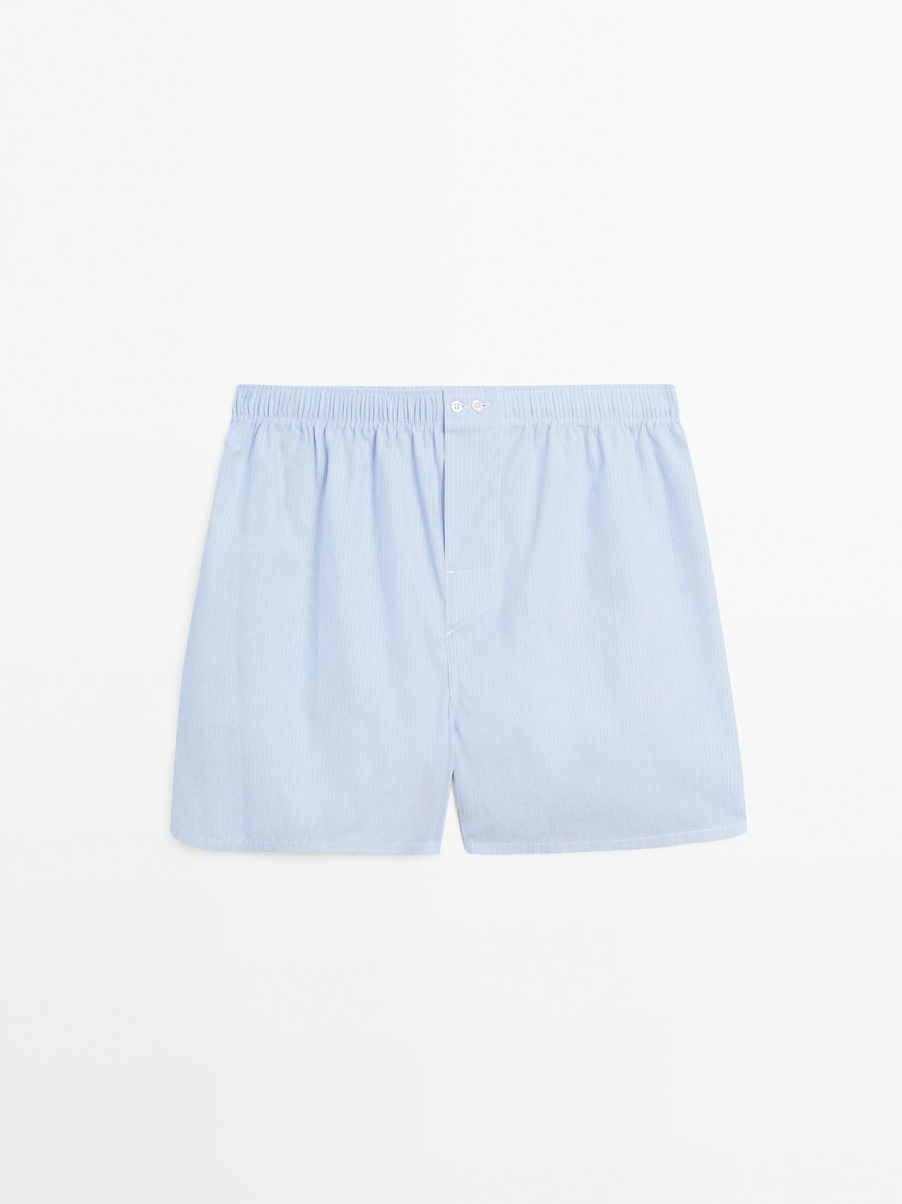 Massimo Dutti - Herre - Boxershorts Med Striber - Himmelblå - Xl