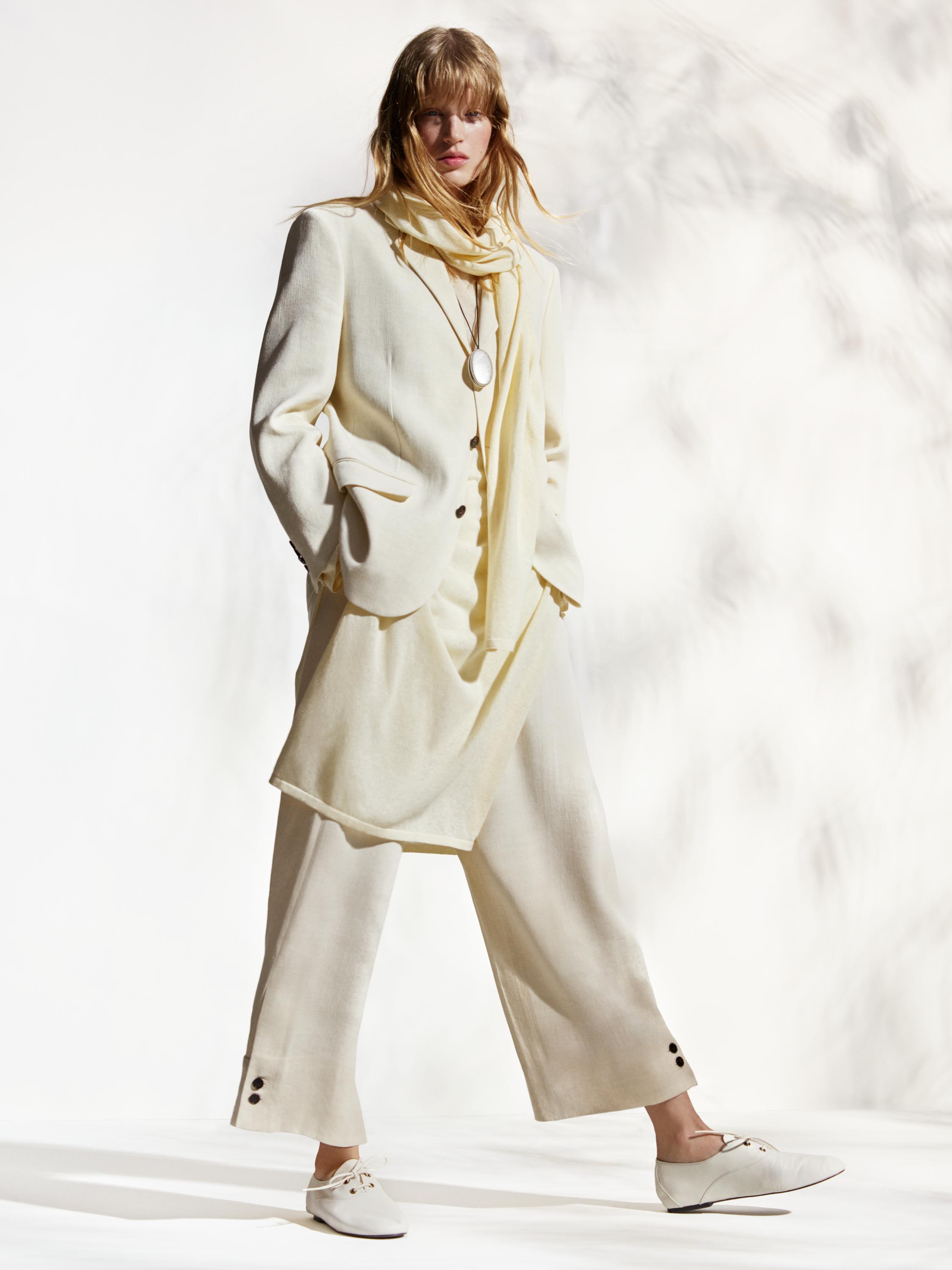 Linen blend suit blazer — CREAM