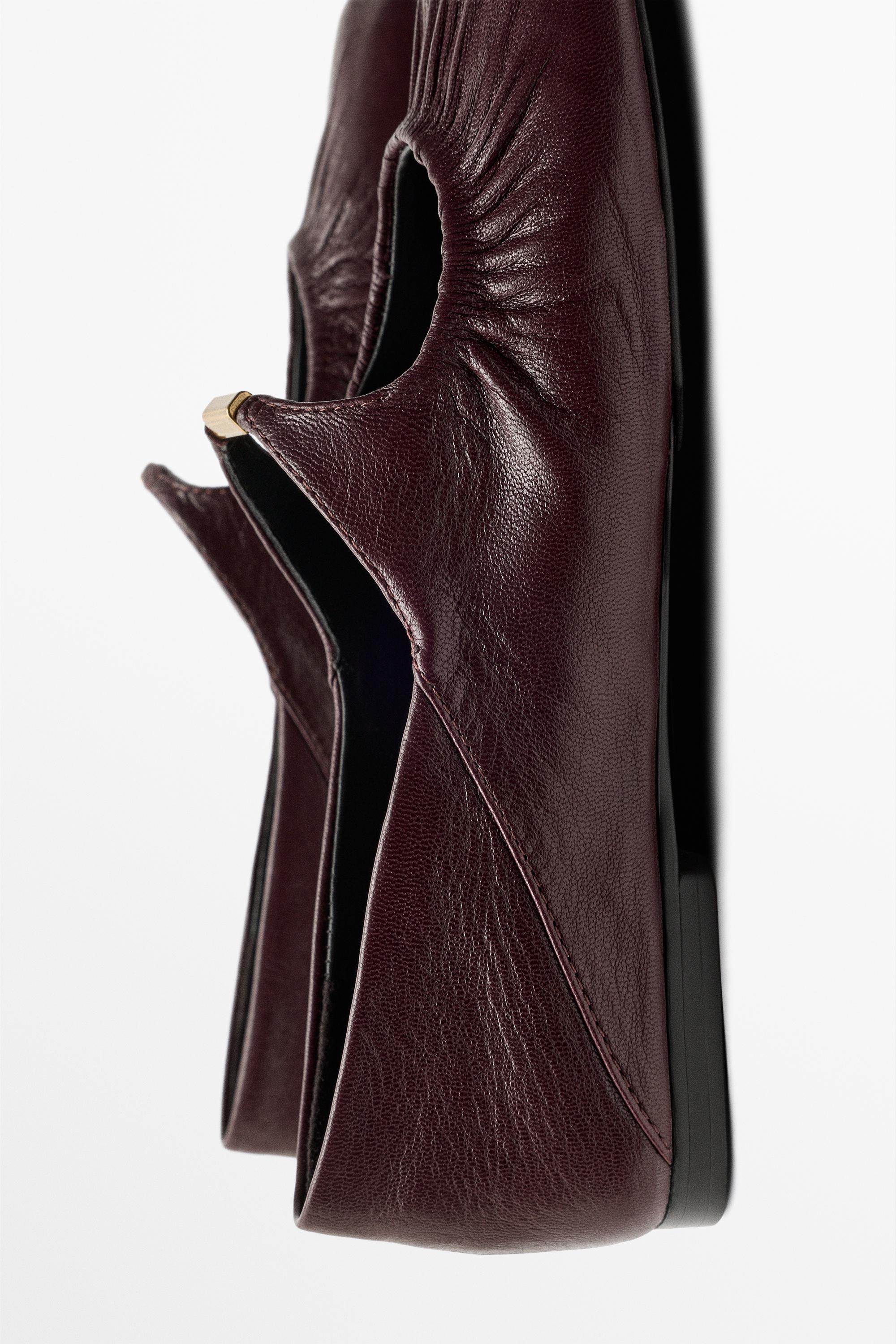 Soft leather ballet flat — BURGUNDY