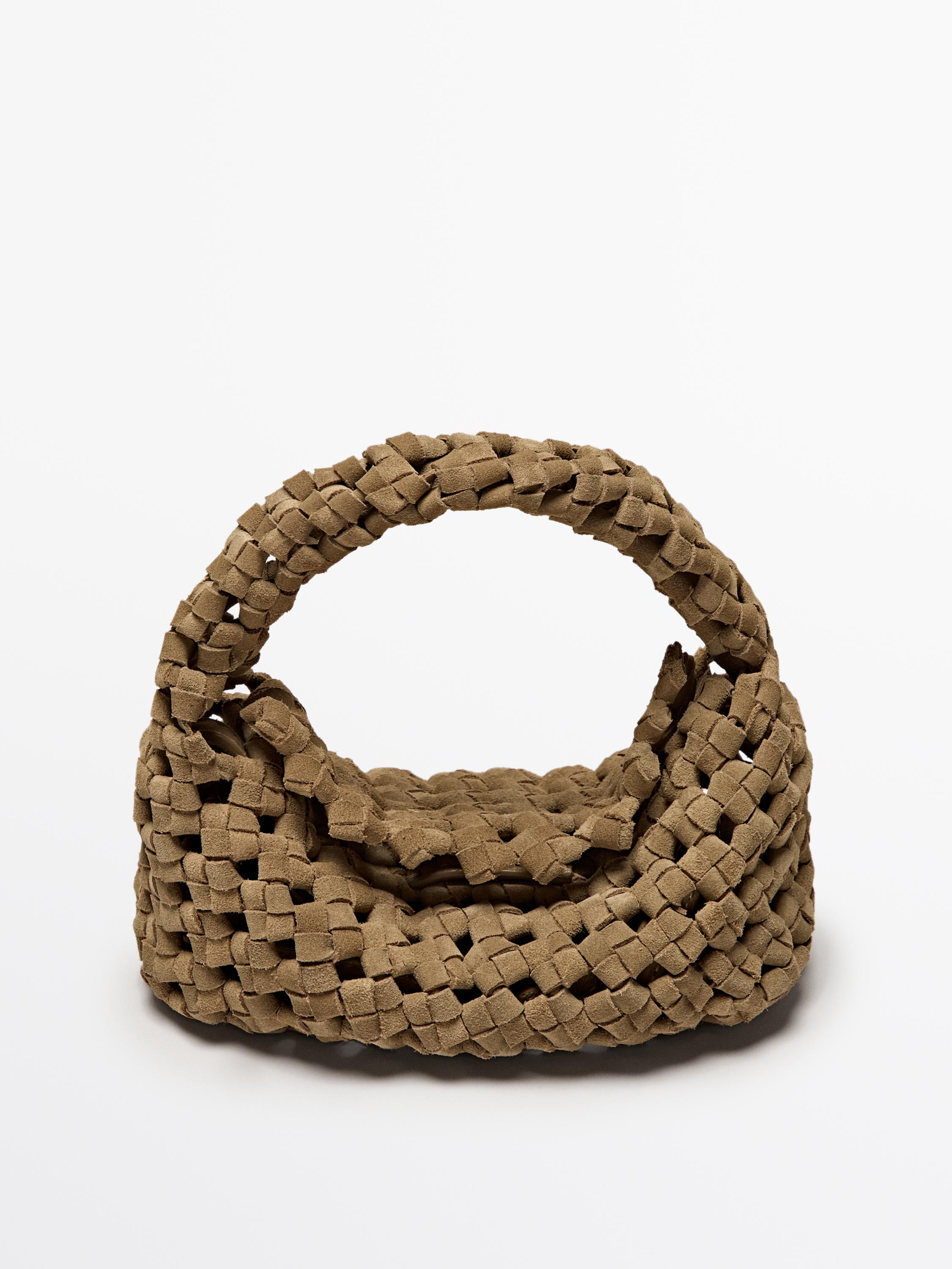 Split suede braided mini bag