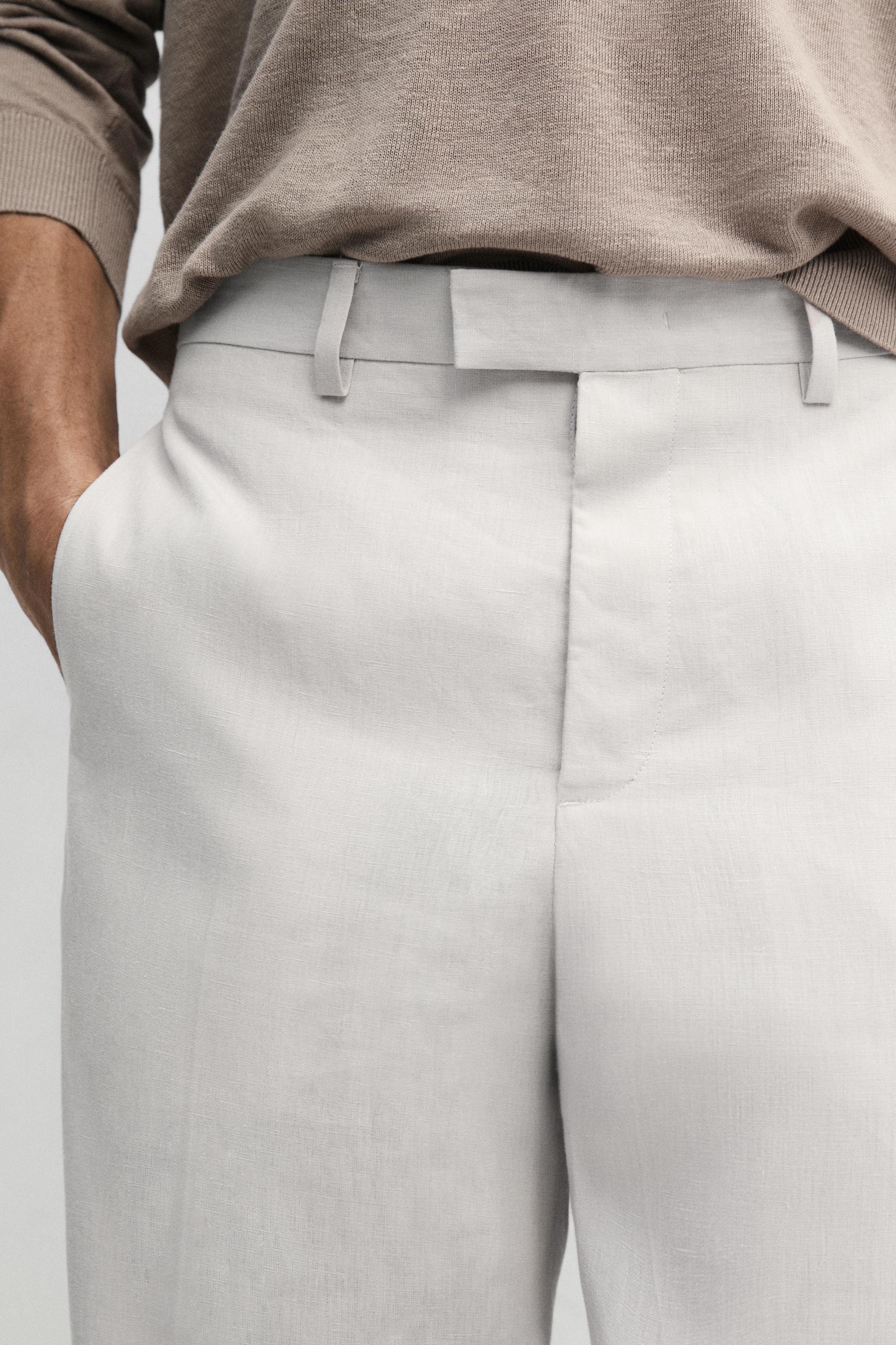 Linen tailored fit barrel trousers — ICE