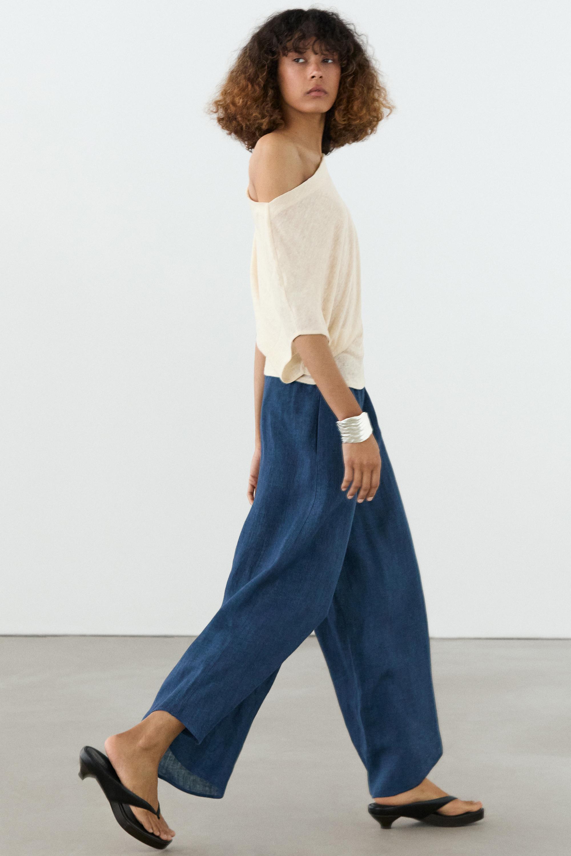 Total look linen trousers — BLUE