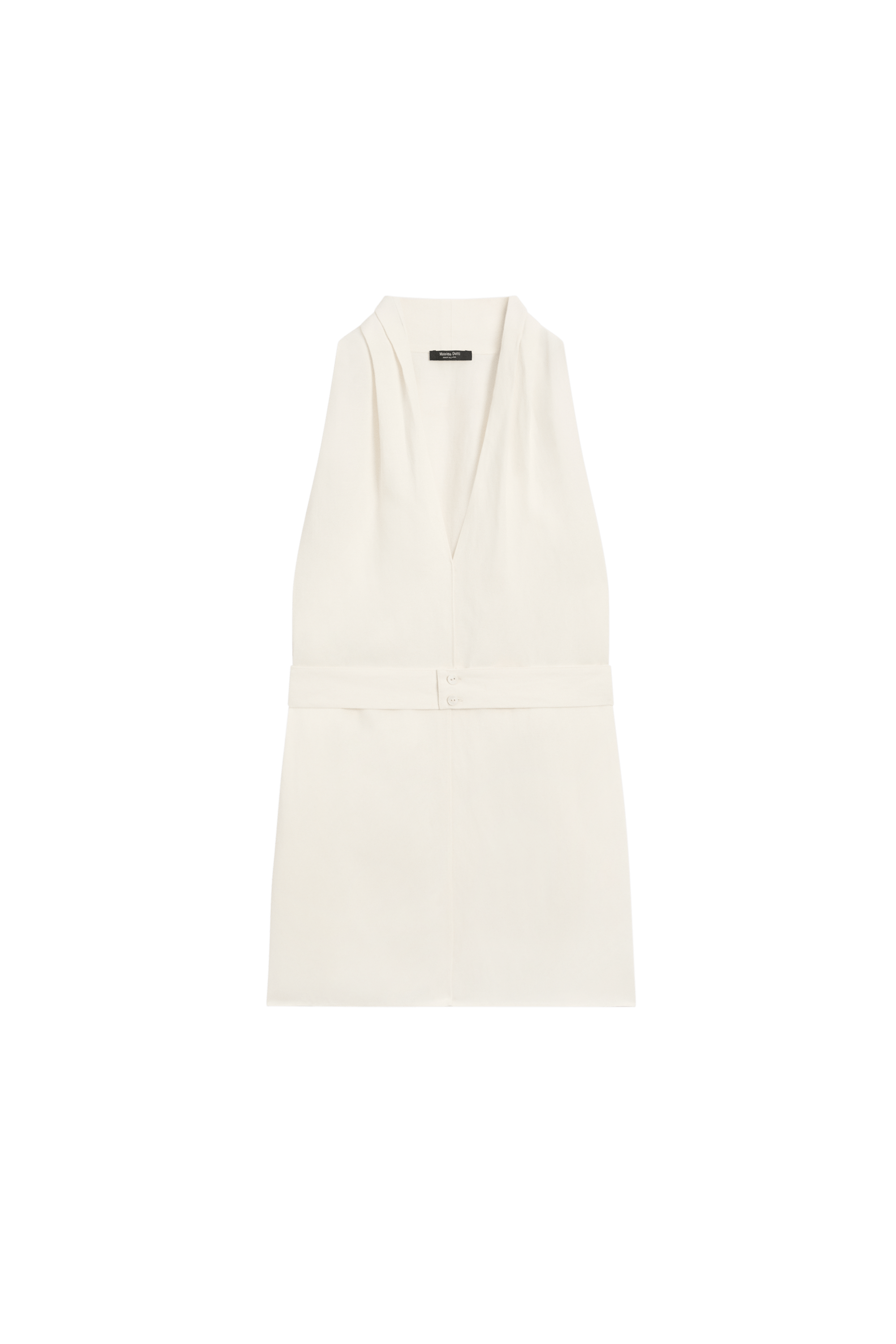 Massimo Dutti Keten karışımlı kemer detaylı dökümlü yelek görsel 7
