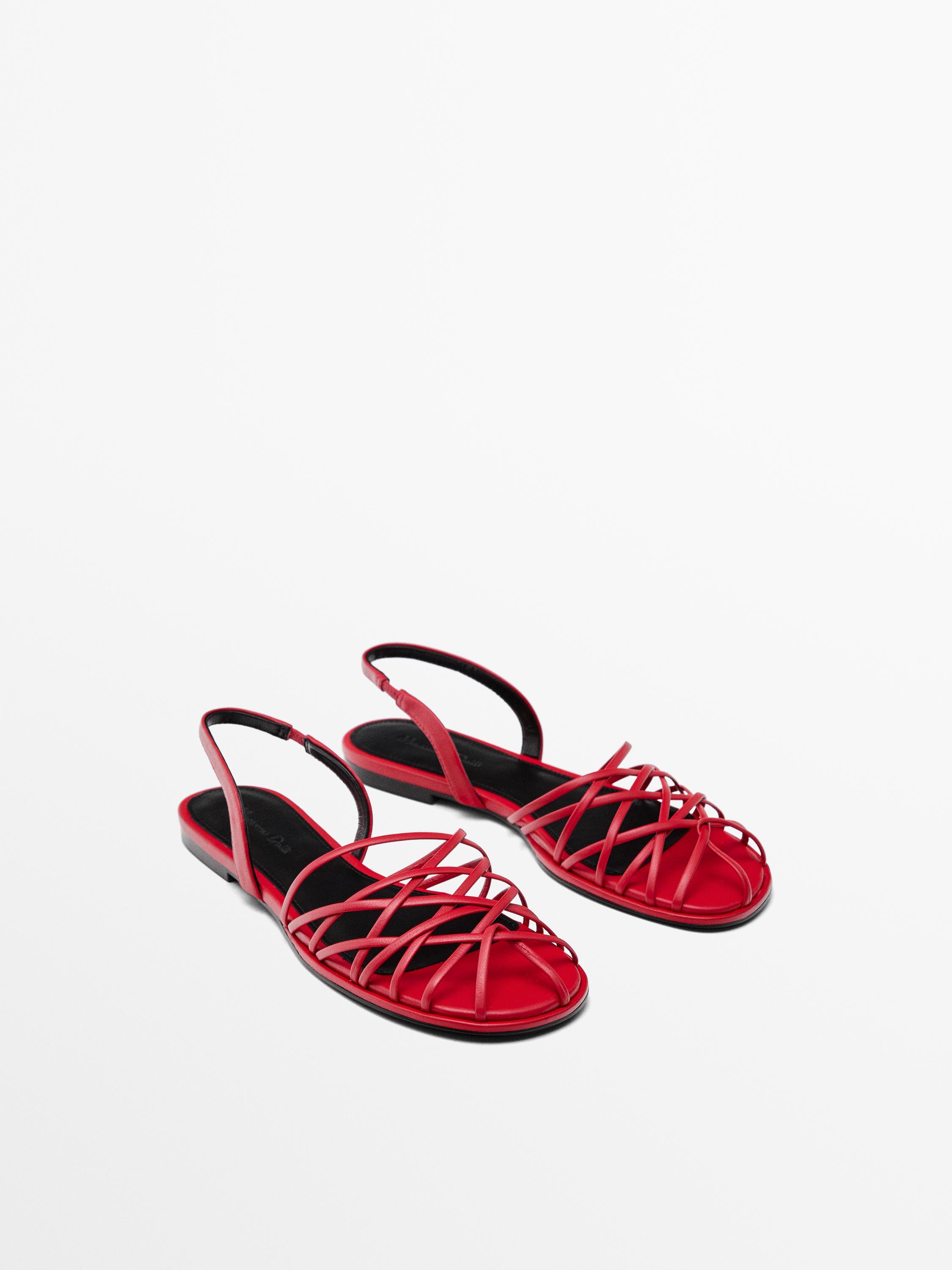 Mules multi-lanières rouges