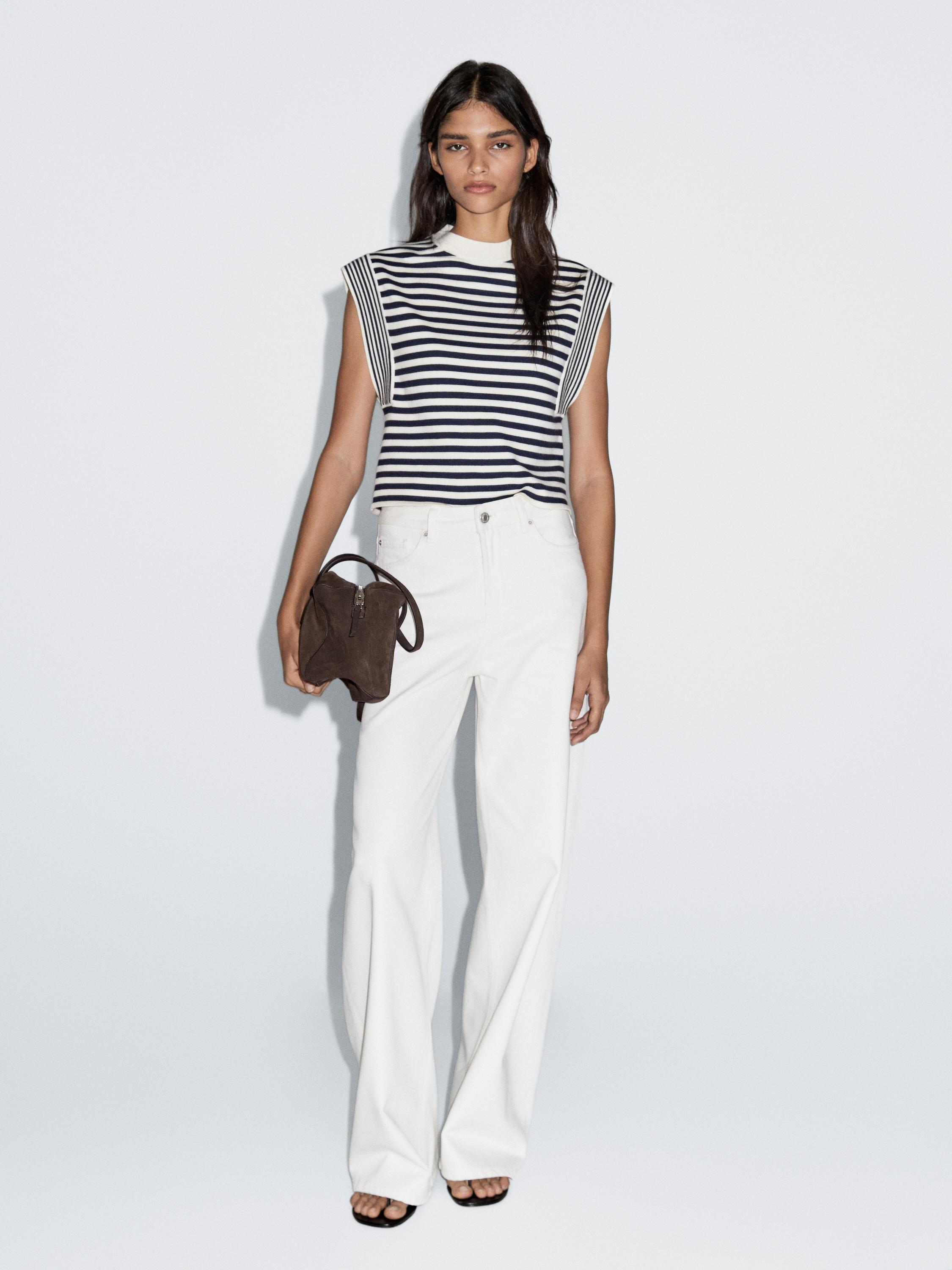 Chaleco rayas cuello redondo