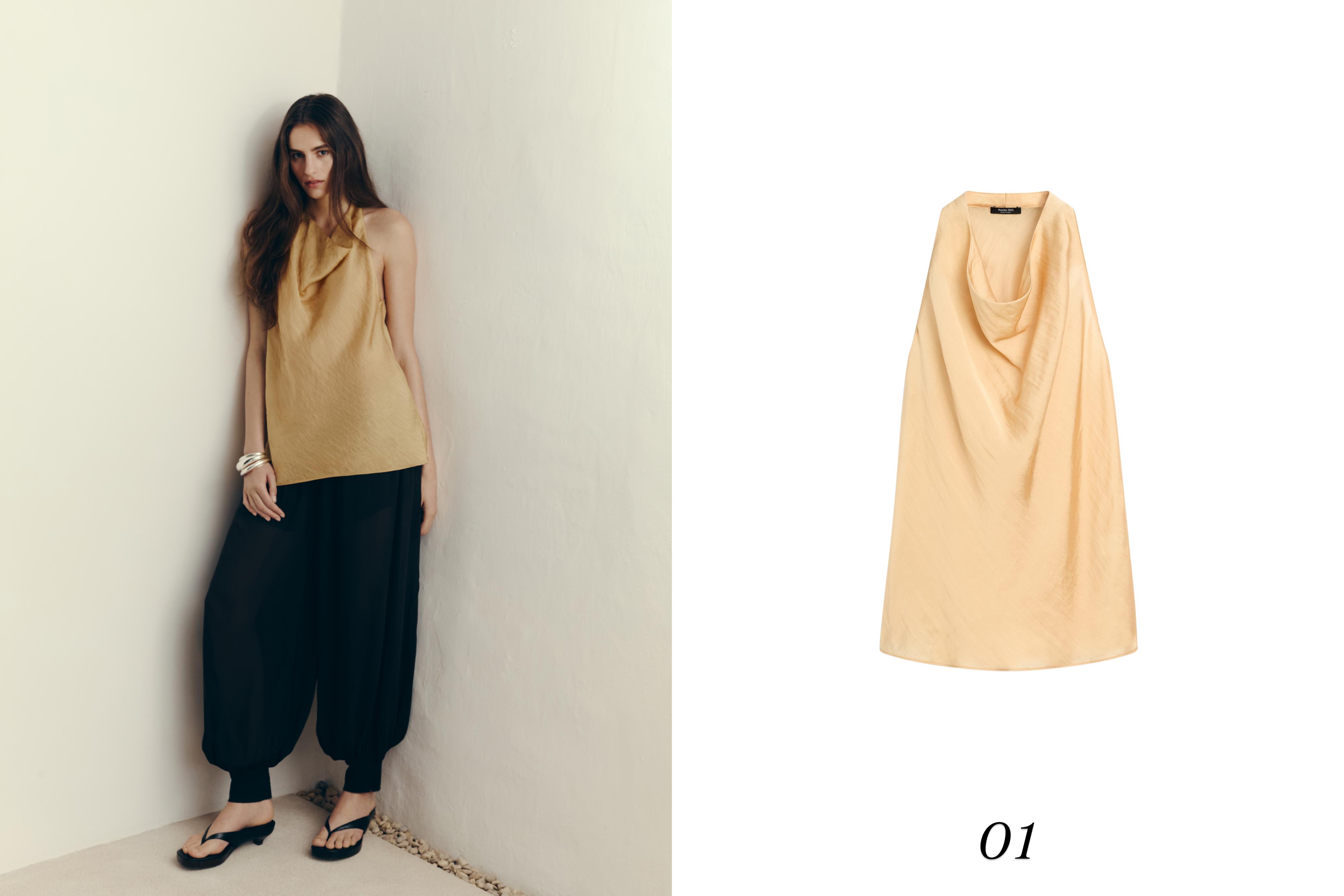 Flowing top with cowl neckline — Vanilla
