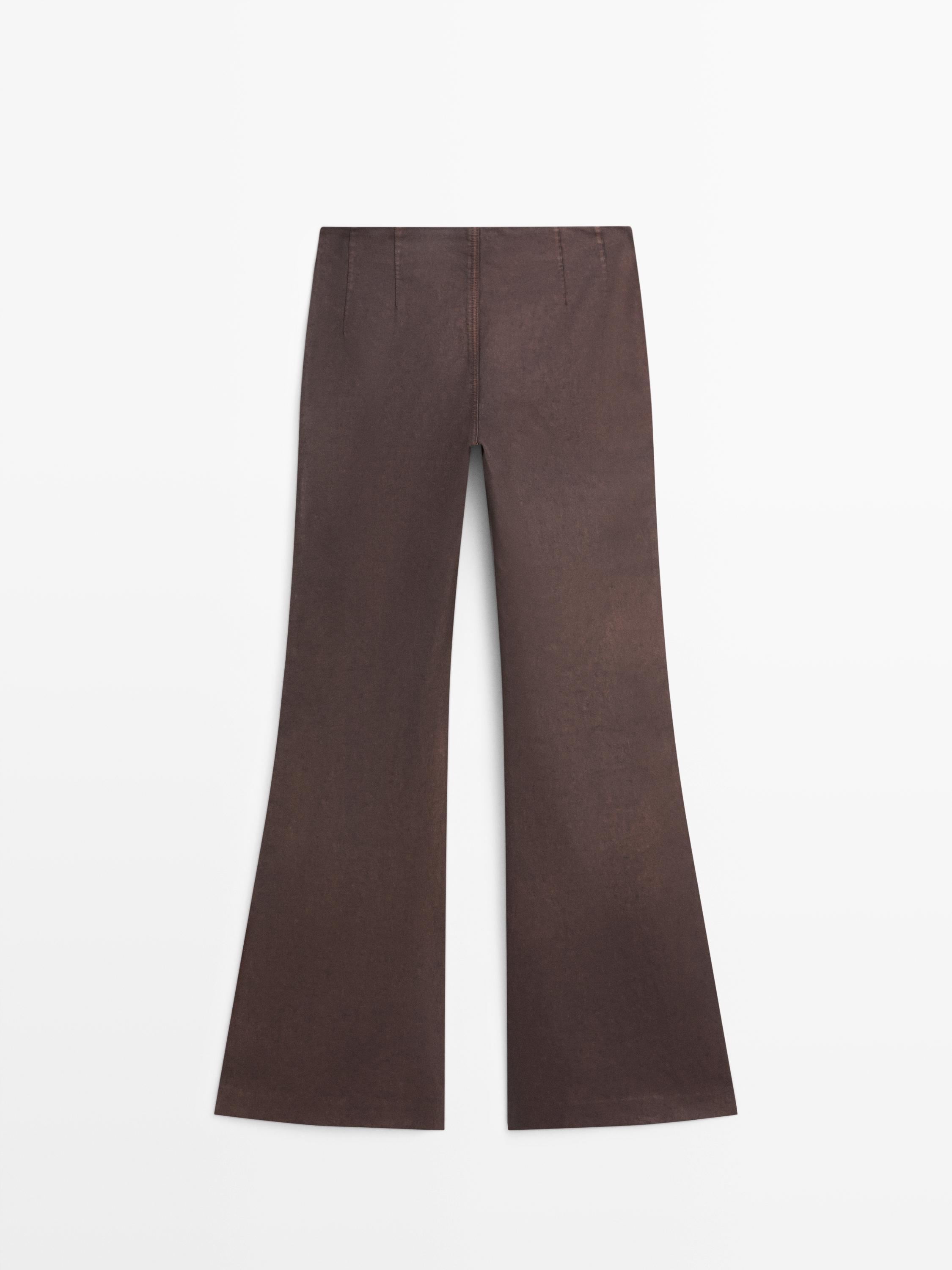 Waxed flare fit trousers — PURPLE