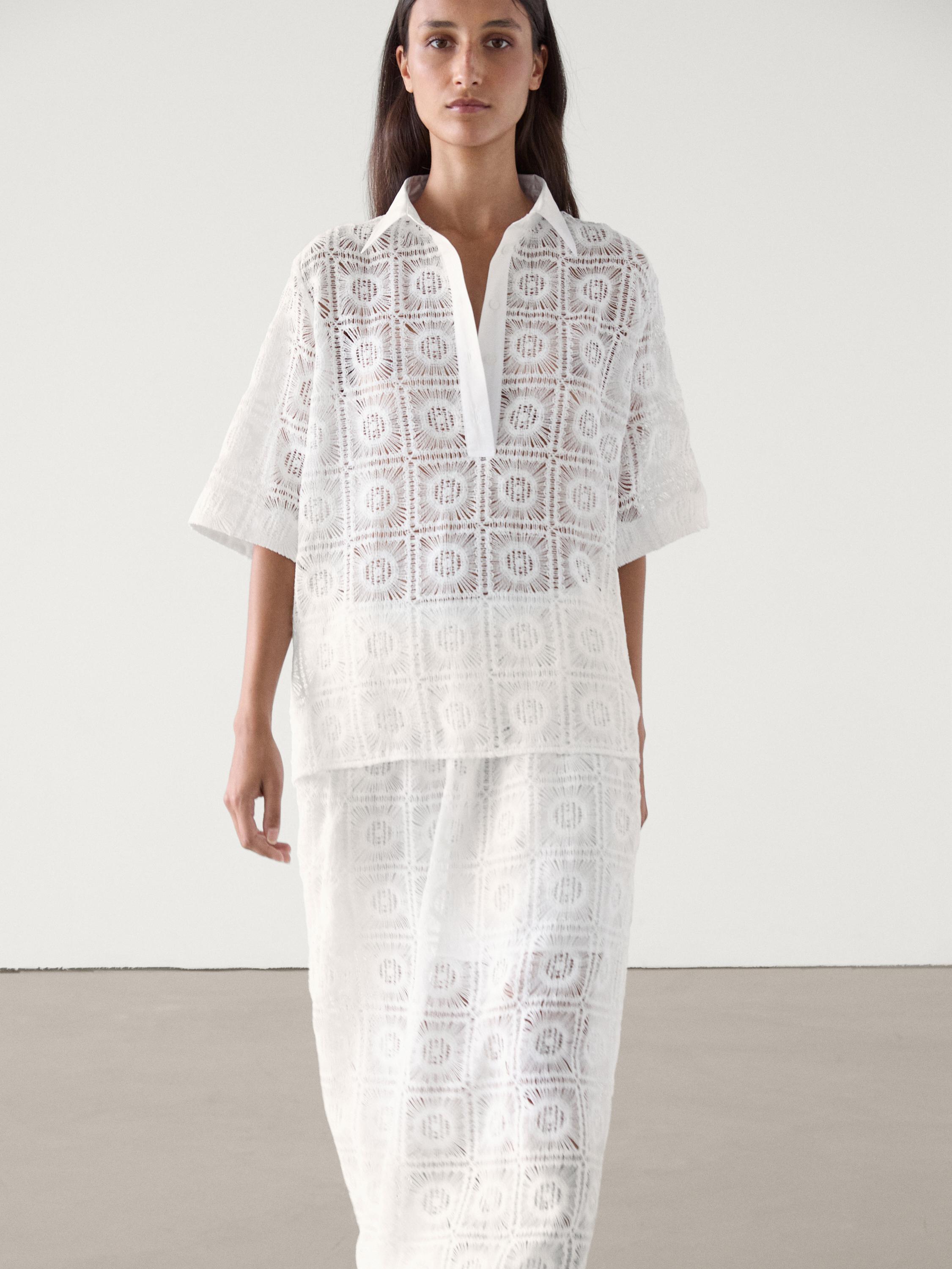 Chemise en crochet broderie ensemble