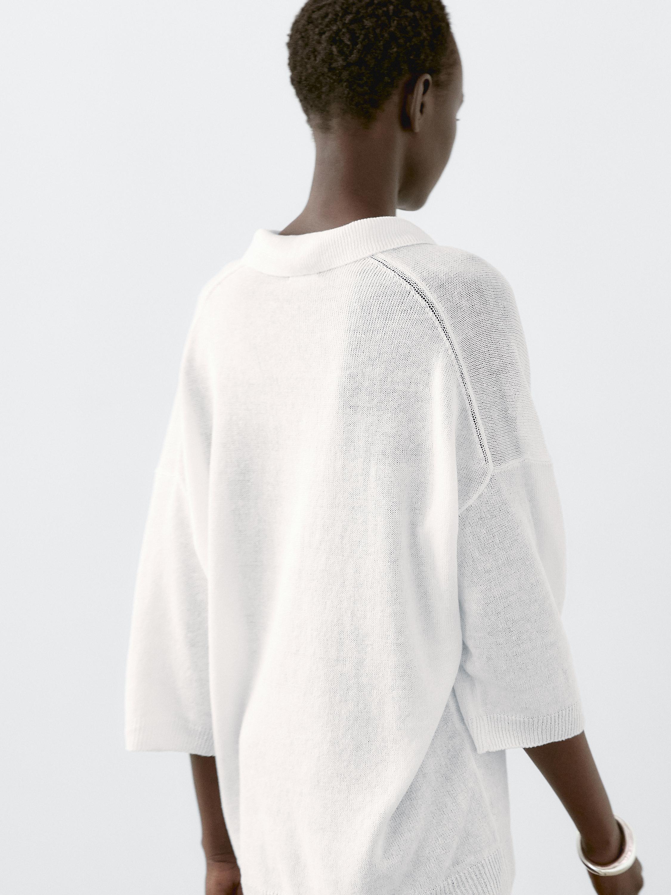 Oversize knit sweater with polo collar
