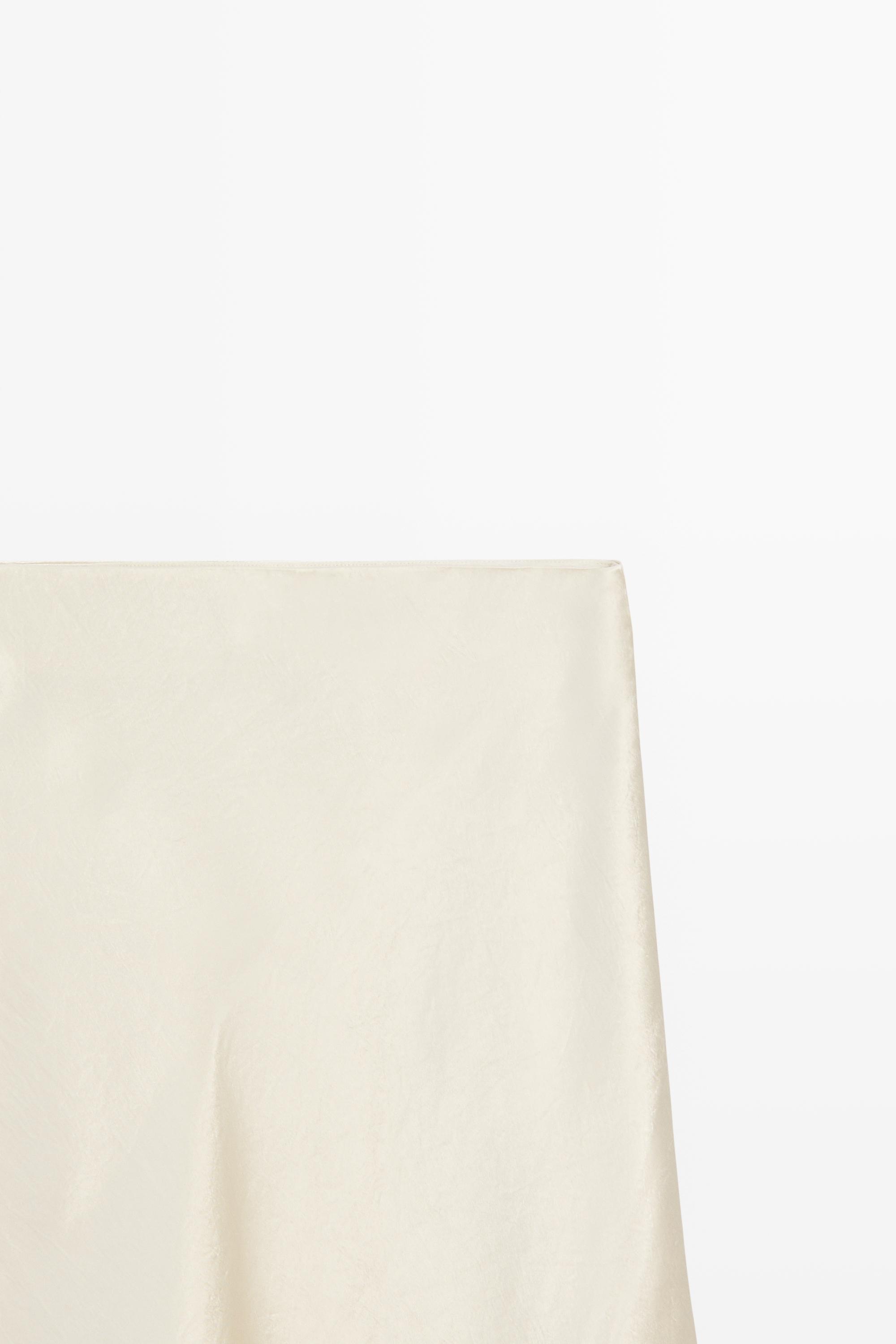 Flowing satin midi skirt - STUDIO — Beige