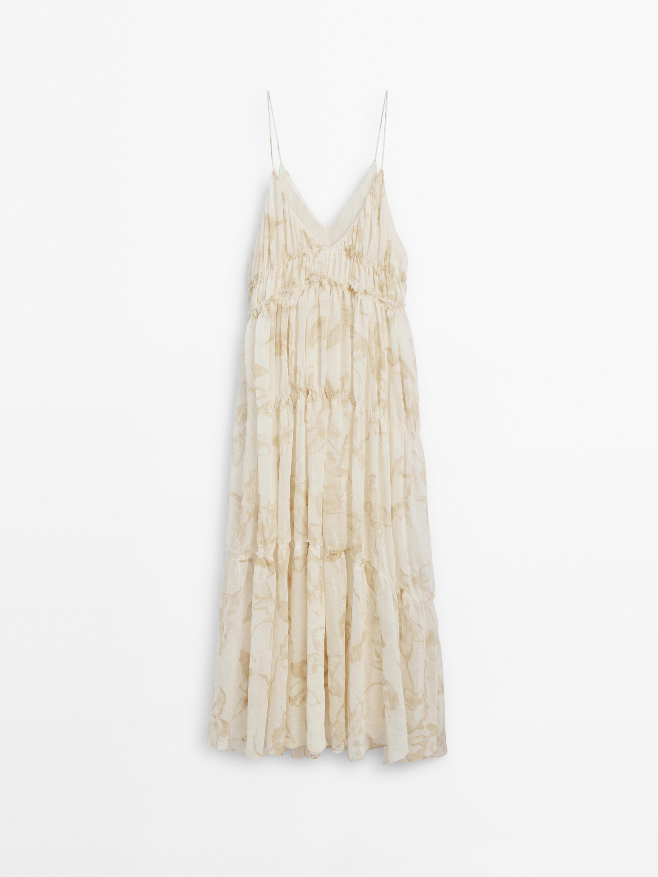 Strappy midi dress with gathering