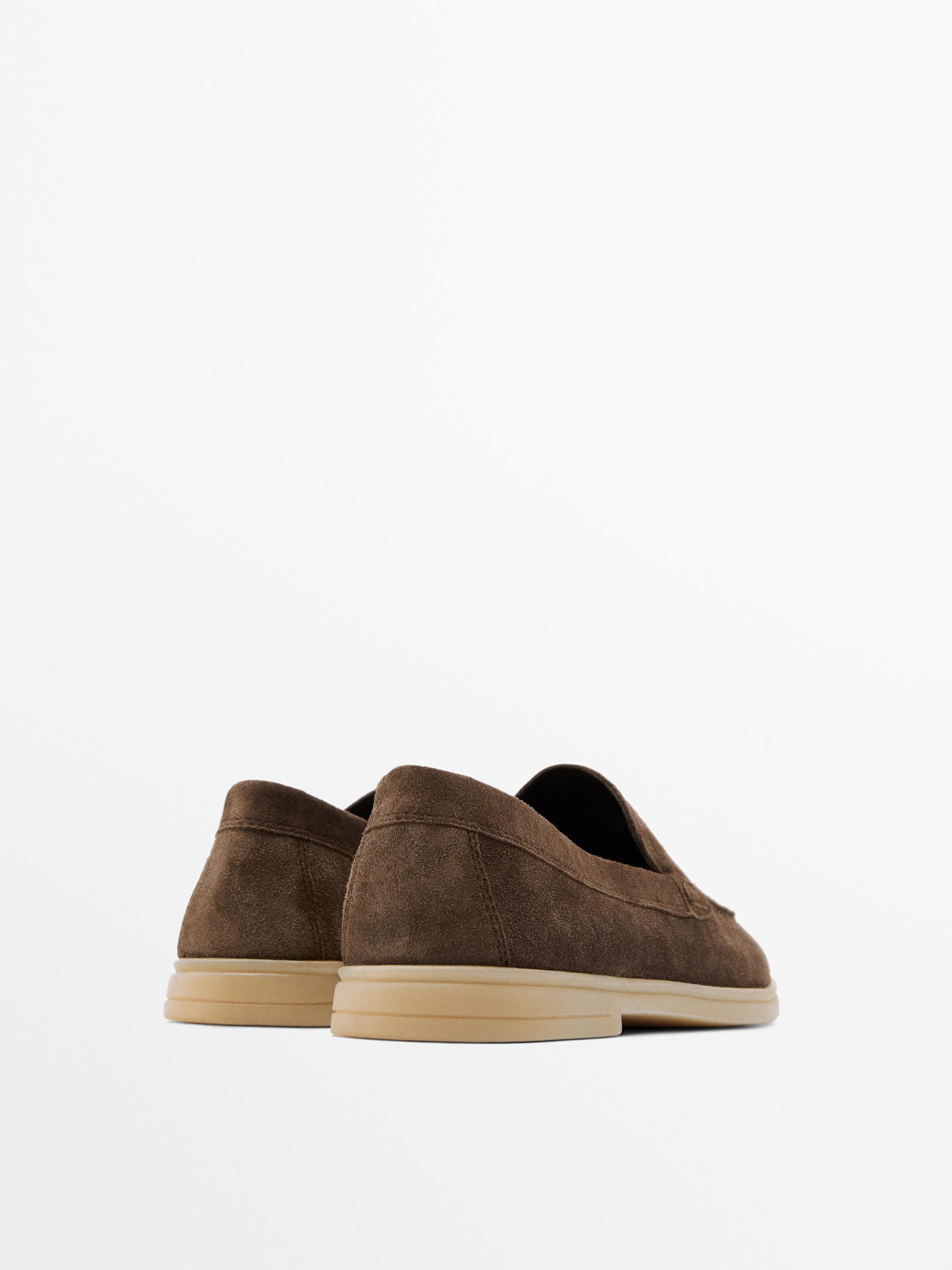 Split leather loafers — BROWN