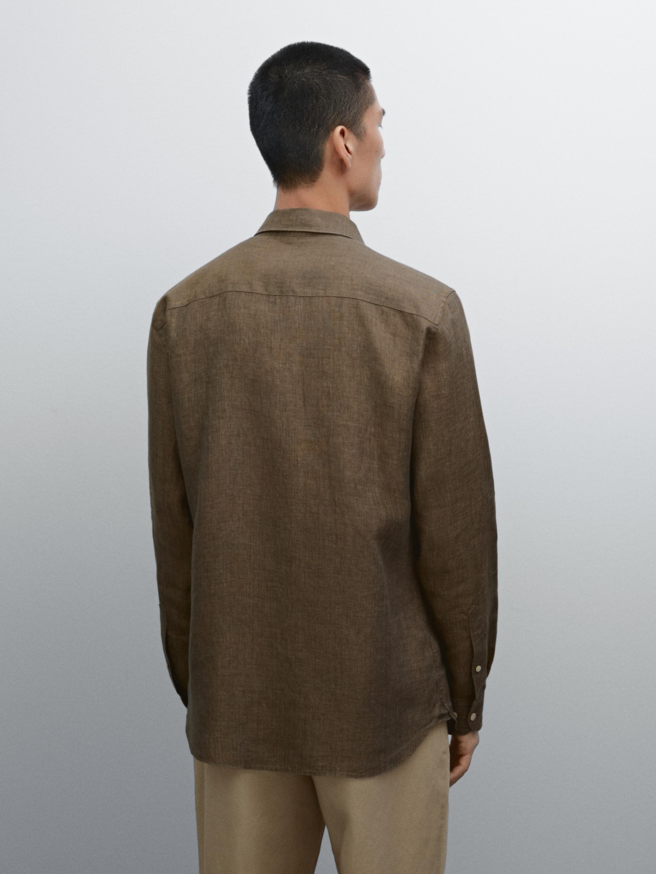 Slim fit faded 100% linen shirt