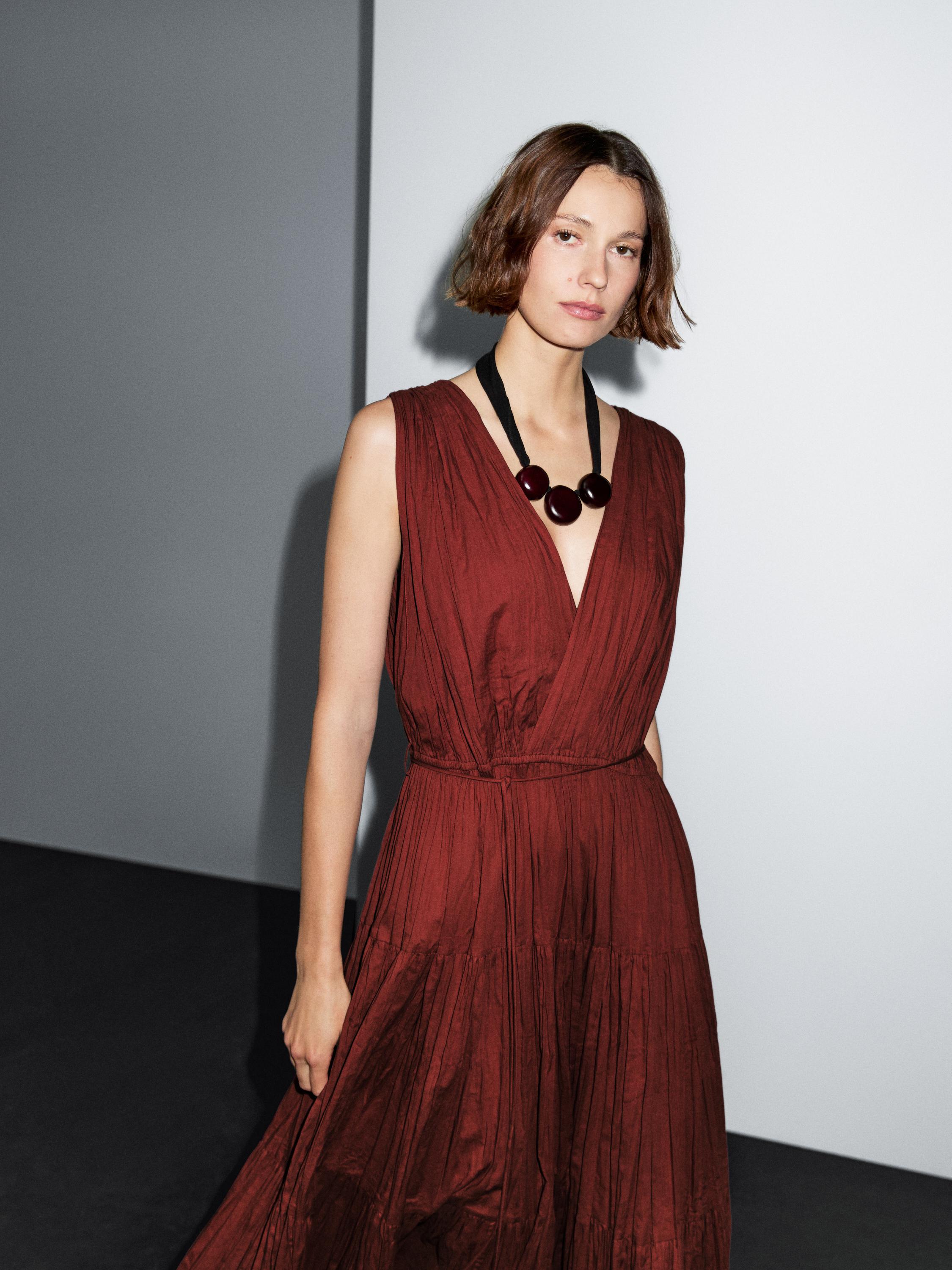 Lange 100% katoenen plisséjurk