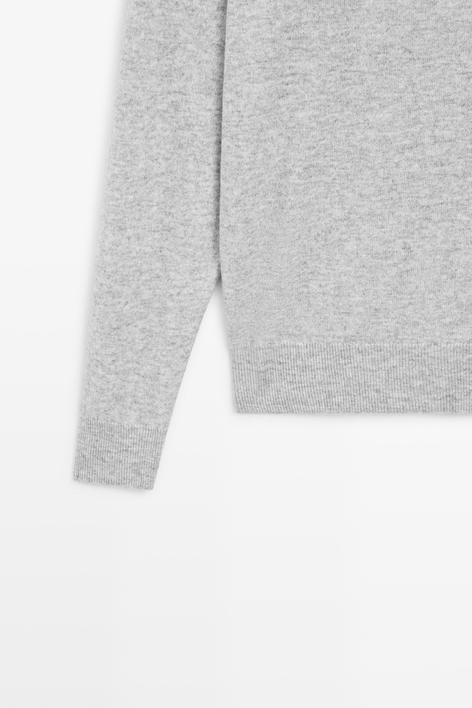 Wool blend round neck knit sweater — GREY MARL