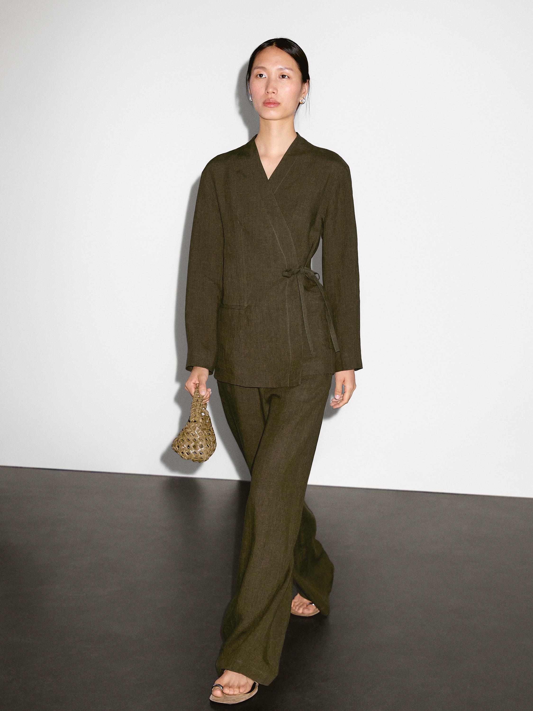 Брюки прямого кроя из 100% льна