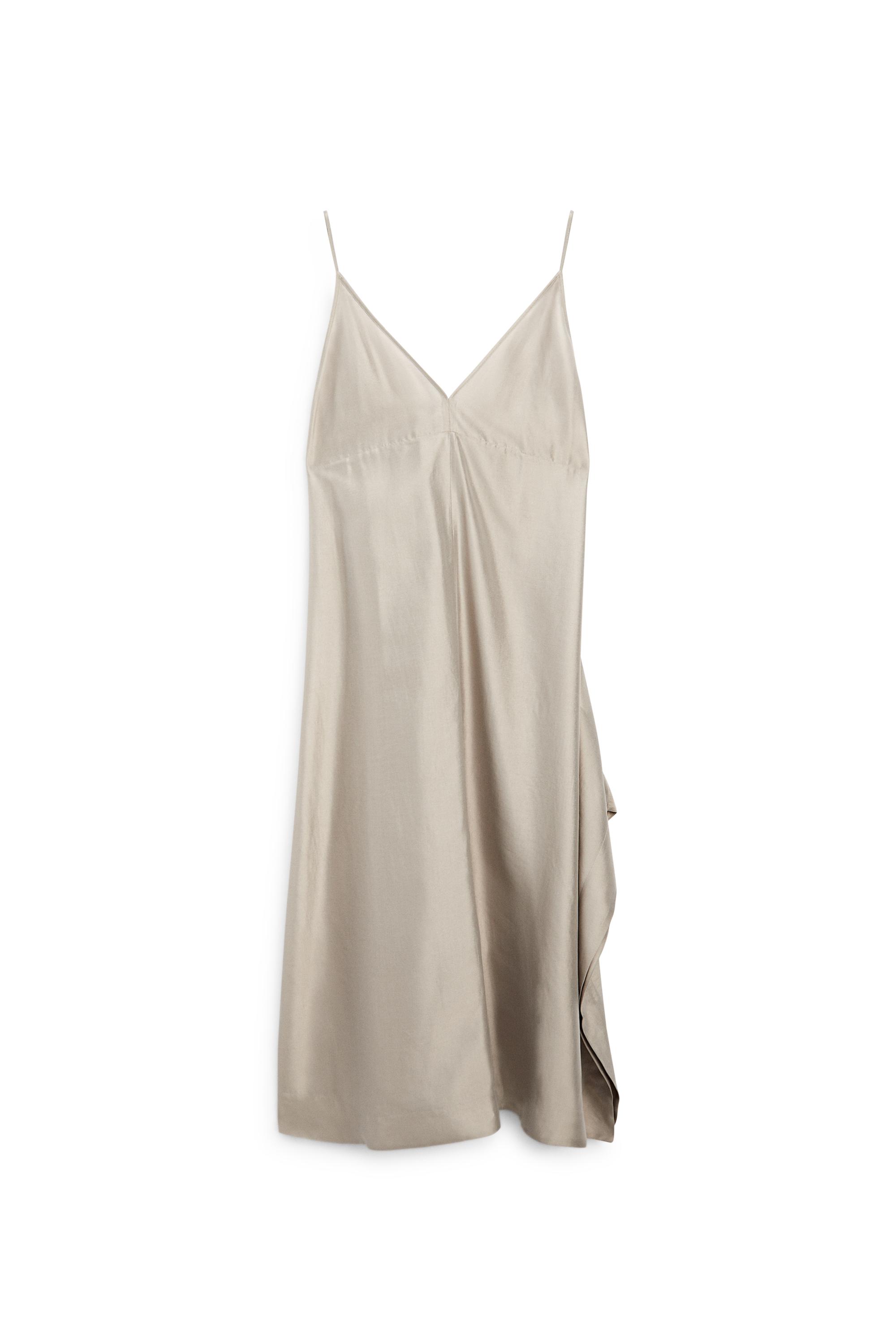 Midi slip dress with V-neckline - LIMITED EDITION — CHAMPAGNE