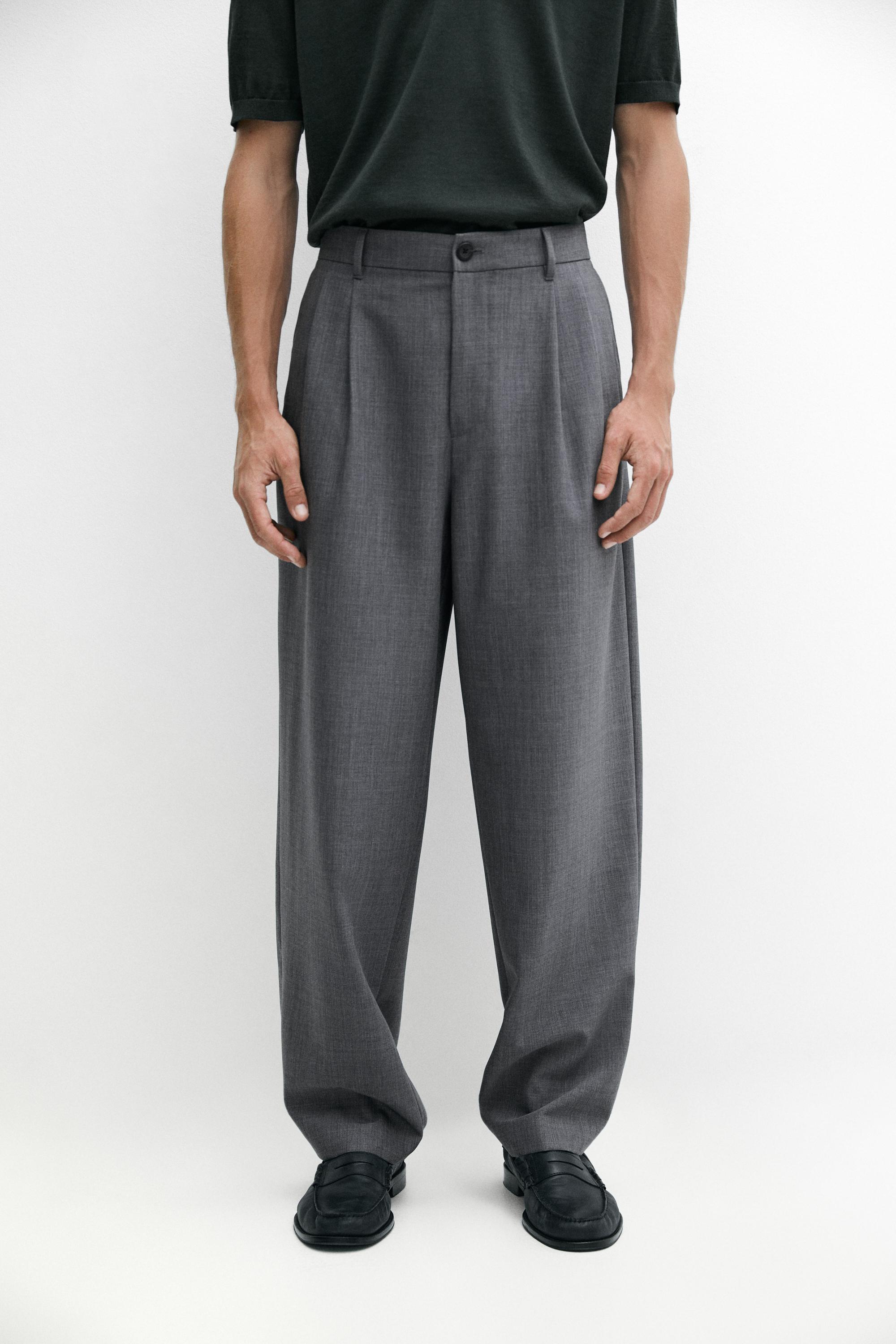 Relaxed fit cool wool darted pants — GREY