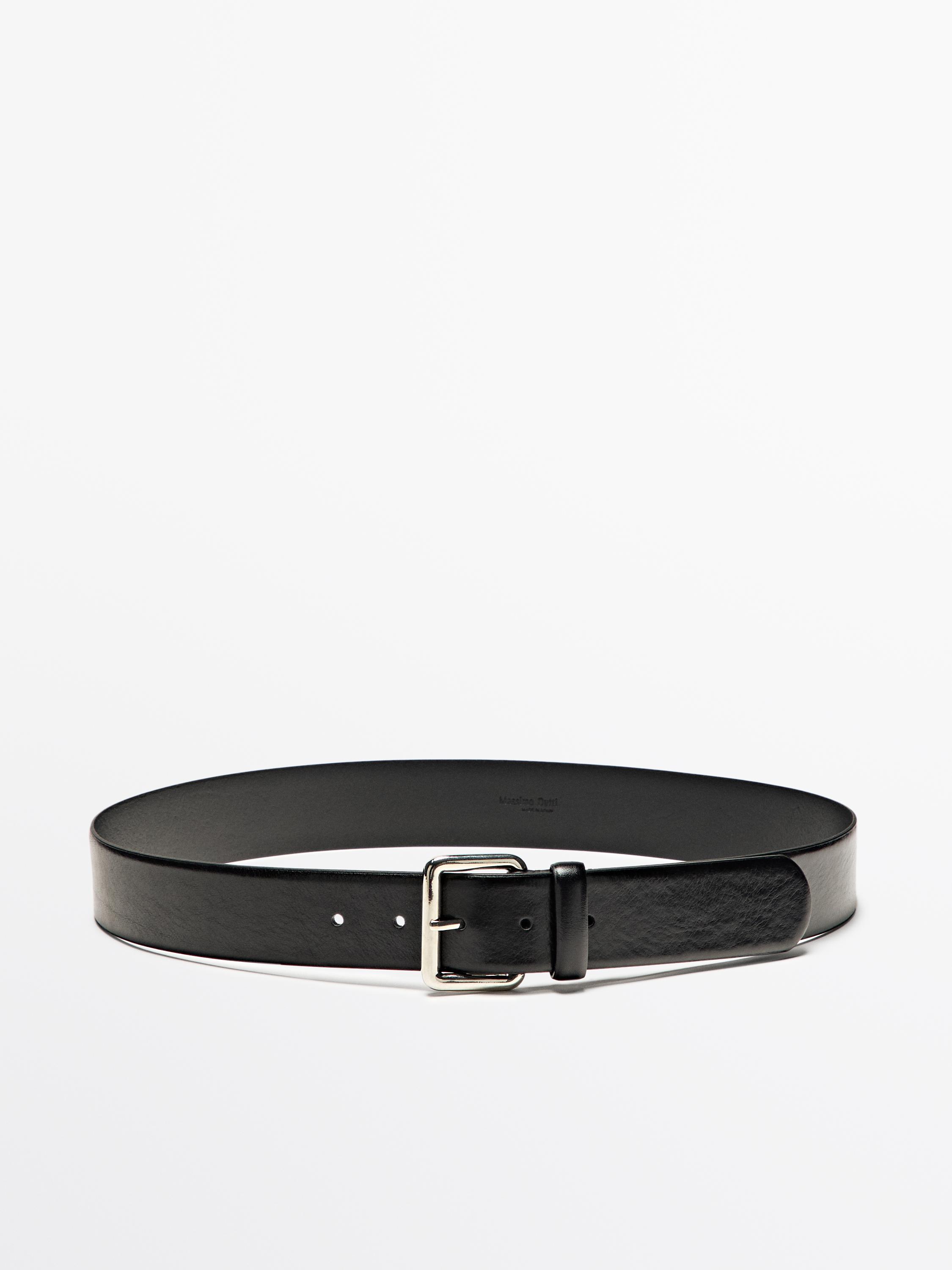 Nappa leather belt with square buckle