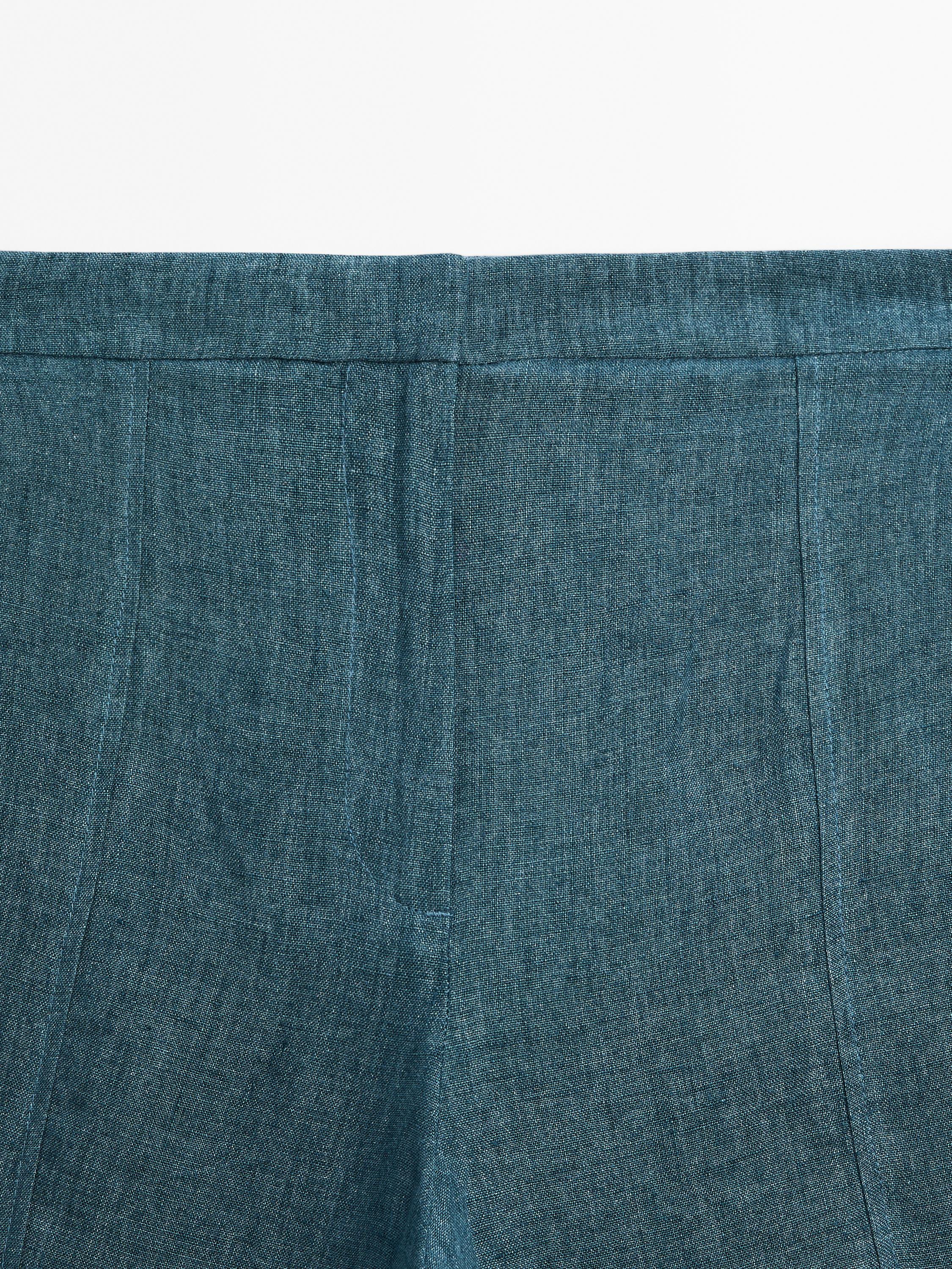 100% linen barrel fit trousers