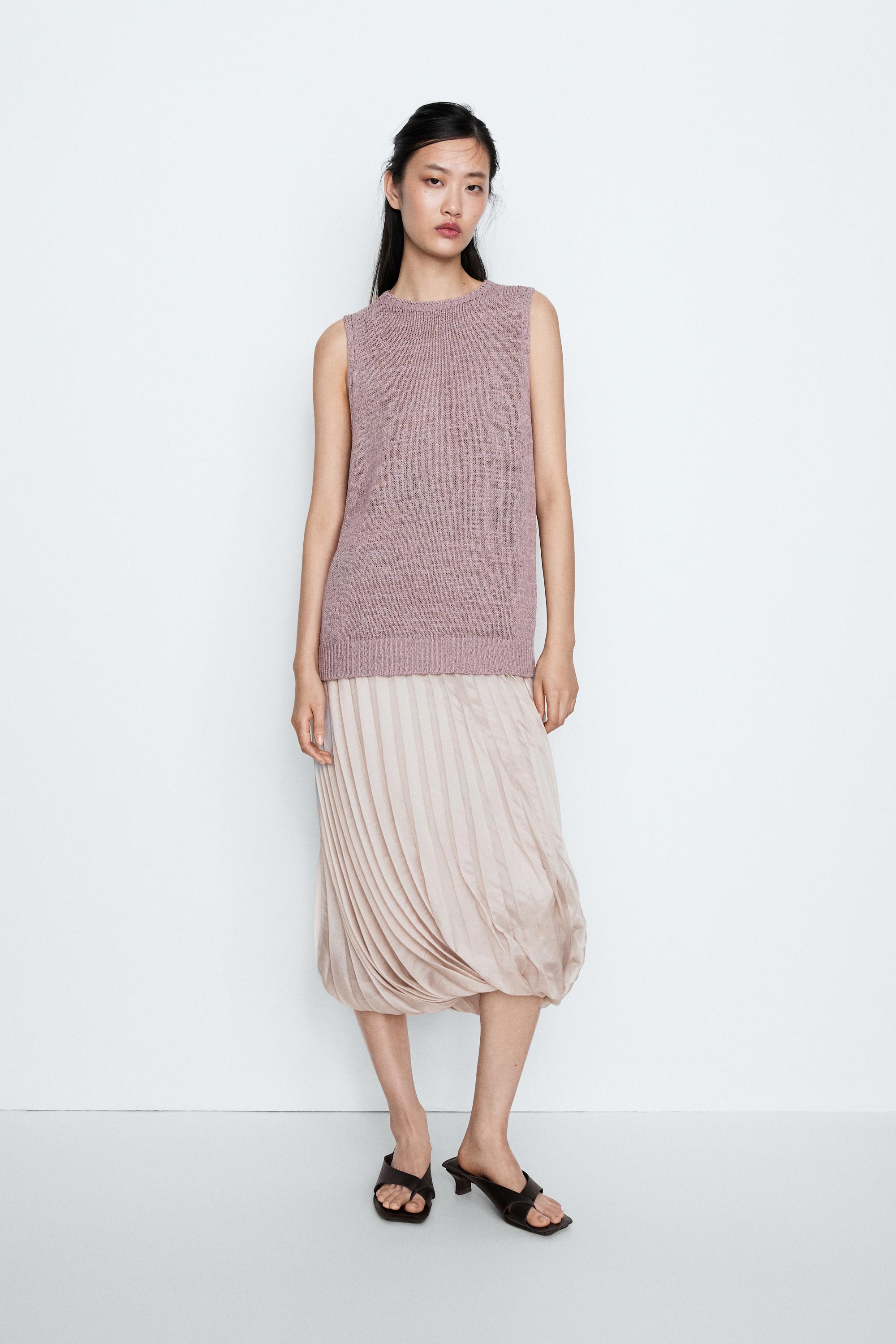 STUDIO Silk-Blend Knit Halter Top — PLUM