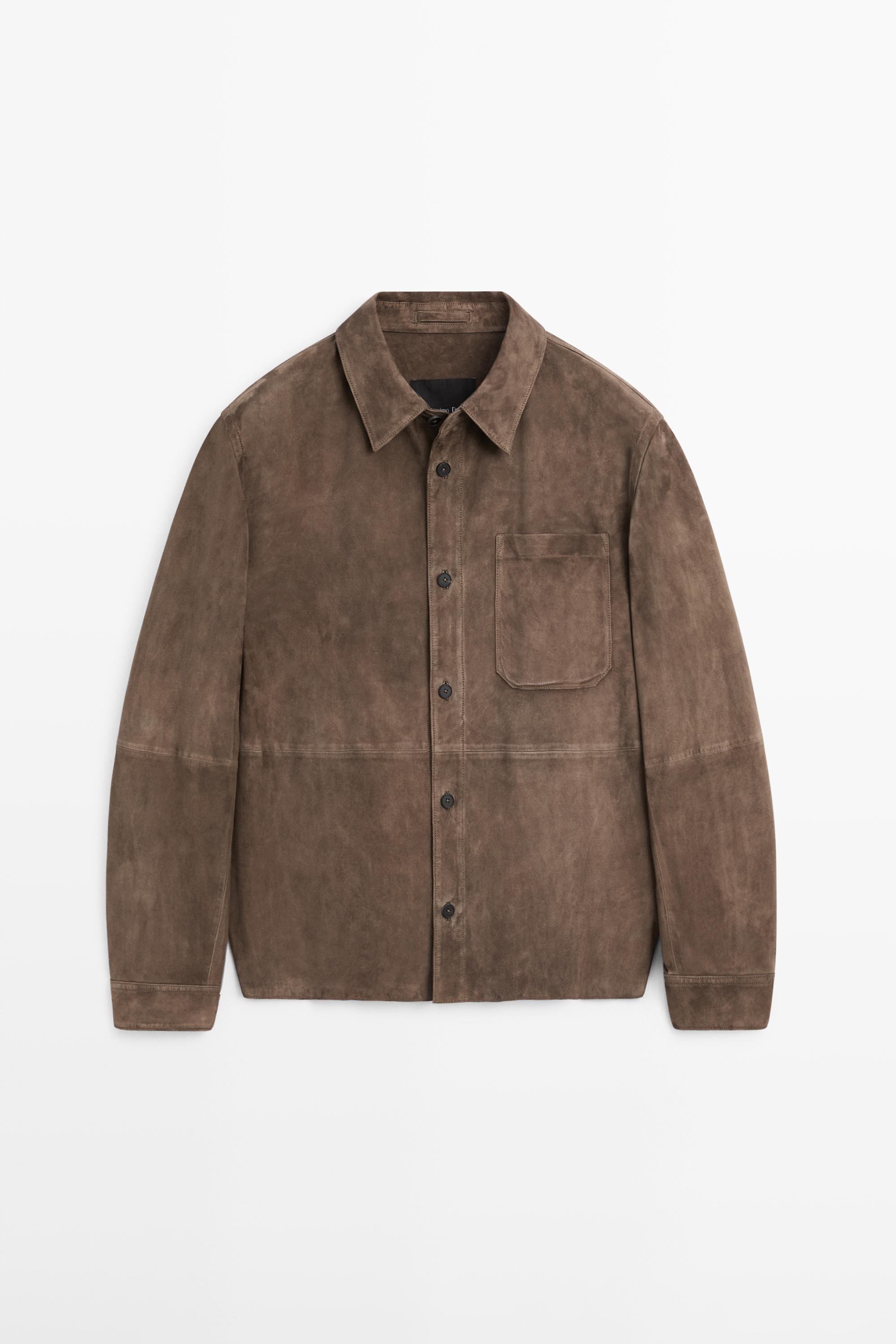 Suede leather overshirt — DARK GREY