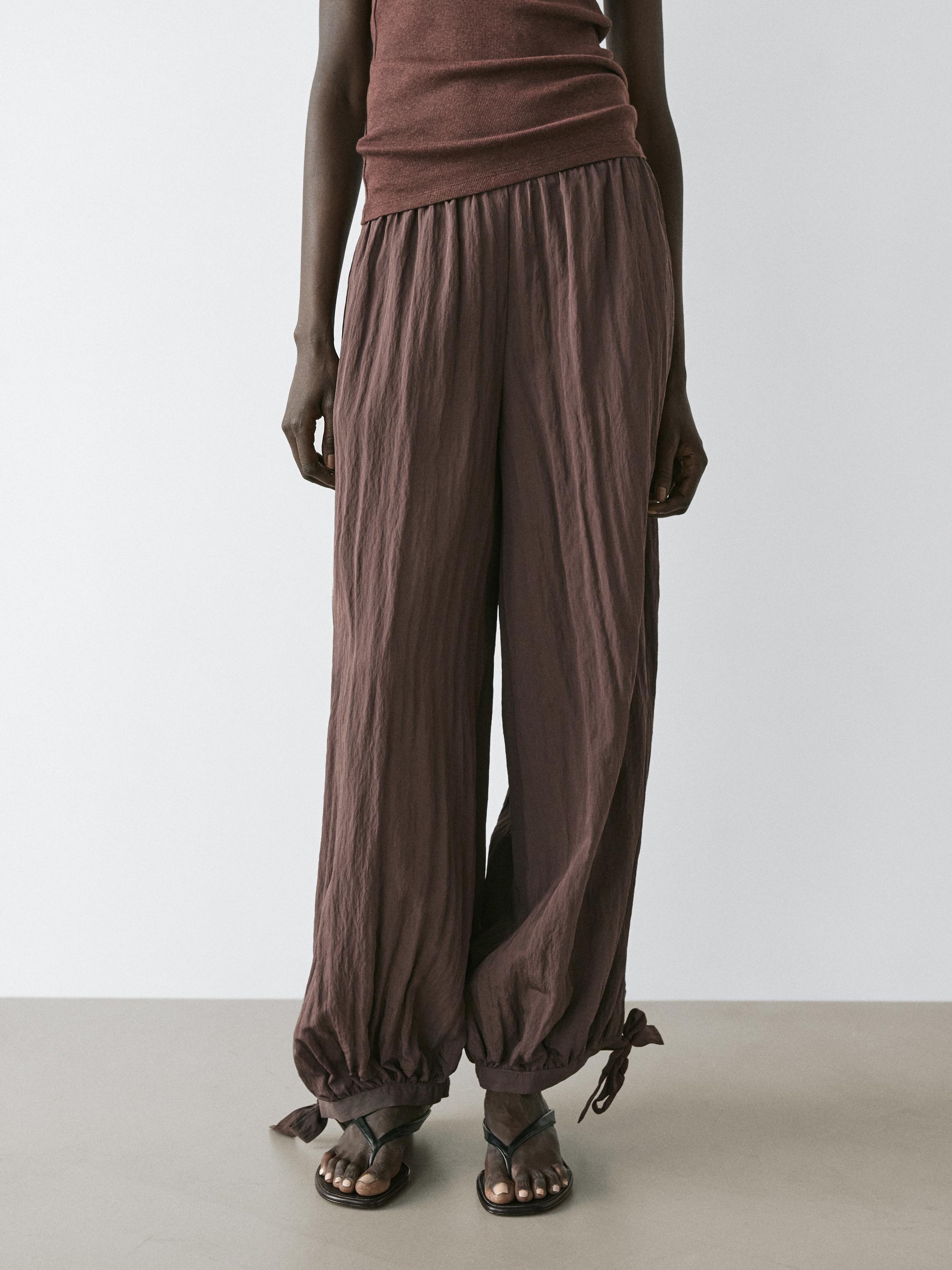 flowing draped pants — MOLE BROWN