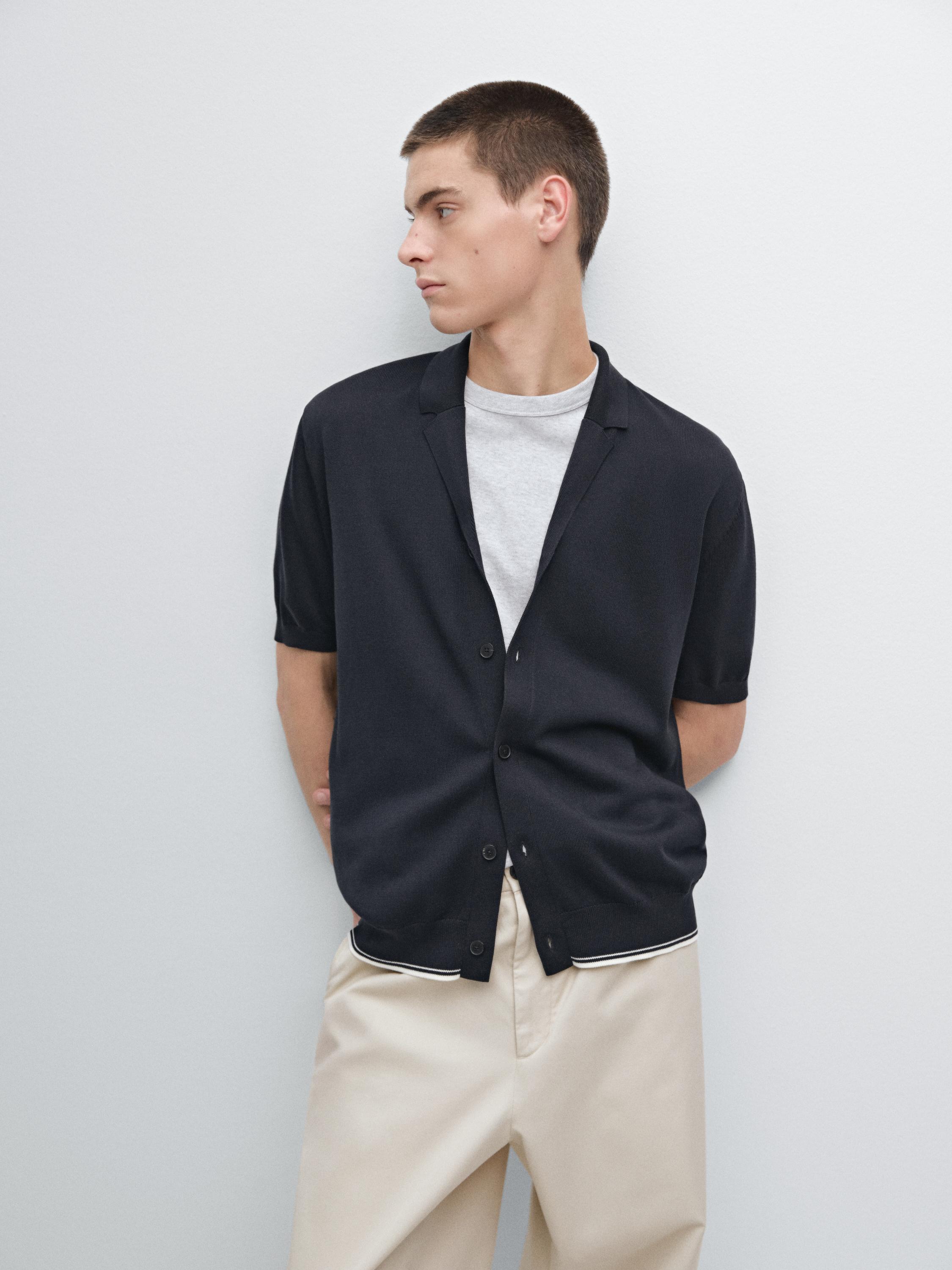 Short sleeve knit overshirt